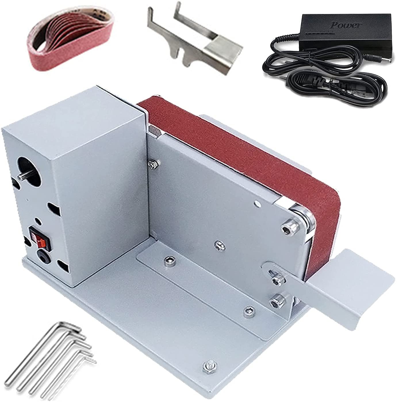 Electric Belt Sander - Mini Grinding Machine with Angle Fixer, 10 Sanding Belts | Portable Knife Sharpener & Desktop Polishing Tool (775 Color) - Perfect for DIY Projects, Woodworking, Metal Polishing & Blade Sharpening