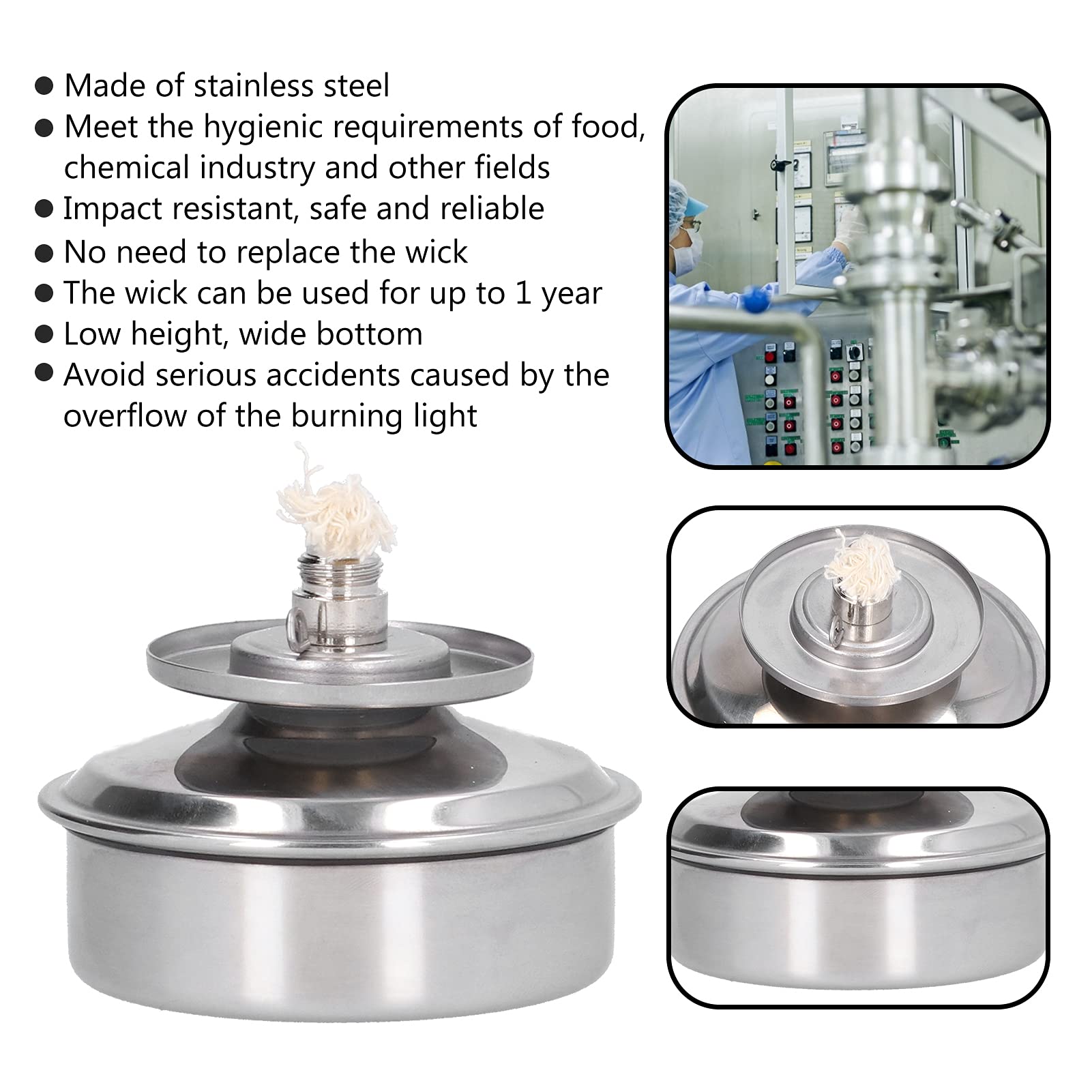 100ml Portable Alcohol Burner Lamp - Adjustable Flame, Explosion-Proof Stainless Steel Lab Heating Tool for Chemistry Experiments, Science Class & Camping Use
