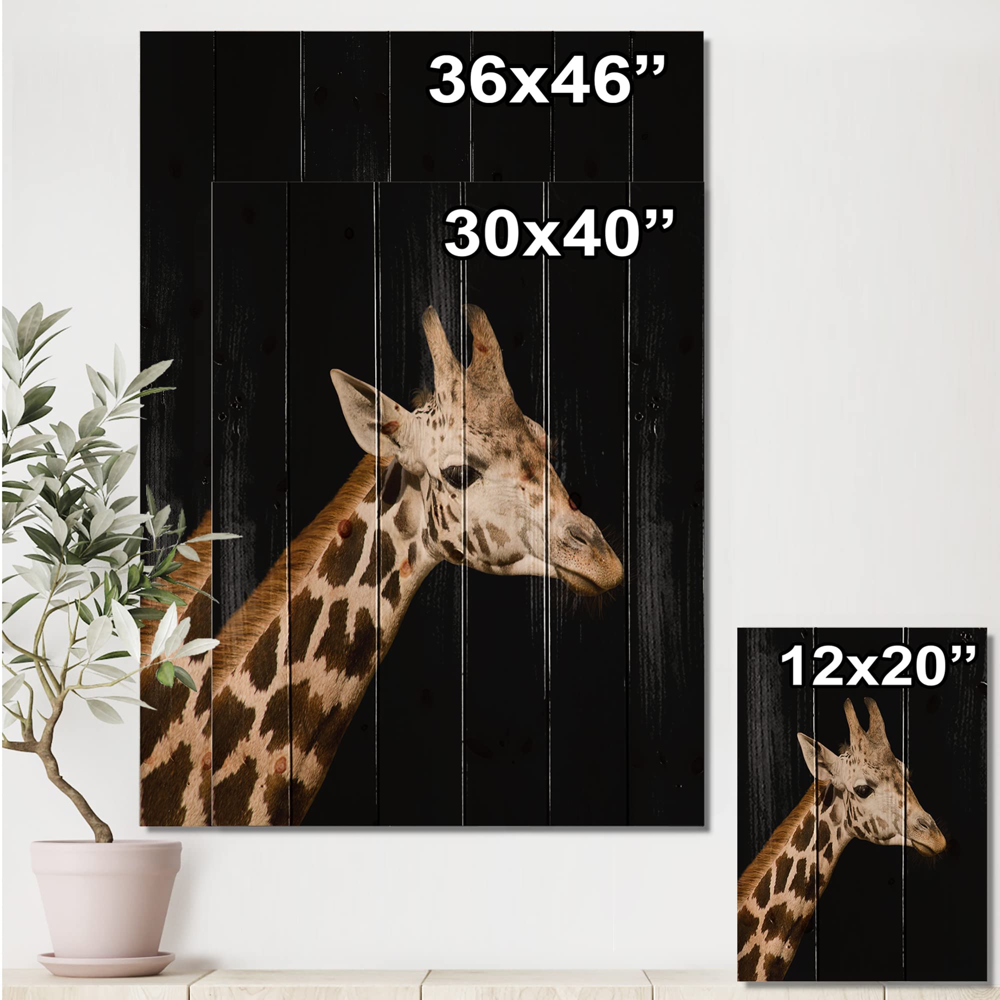 DesignQ Close-Up Portrait of a Giraffe - Farmhouse Wood Wall Decor, Brown Wood Wall Art, Large Animal Wood Panels Printed on Natural Pine - Perfect for Living Room, Nursery, or Office Decoration