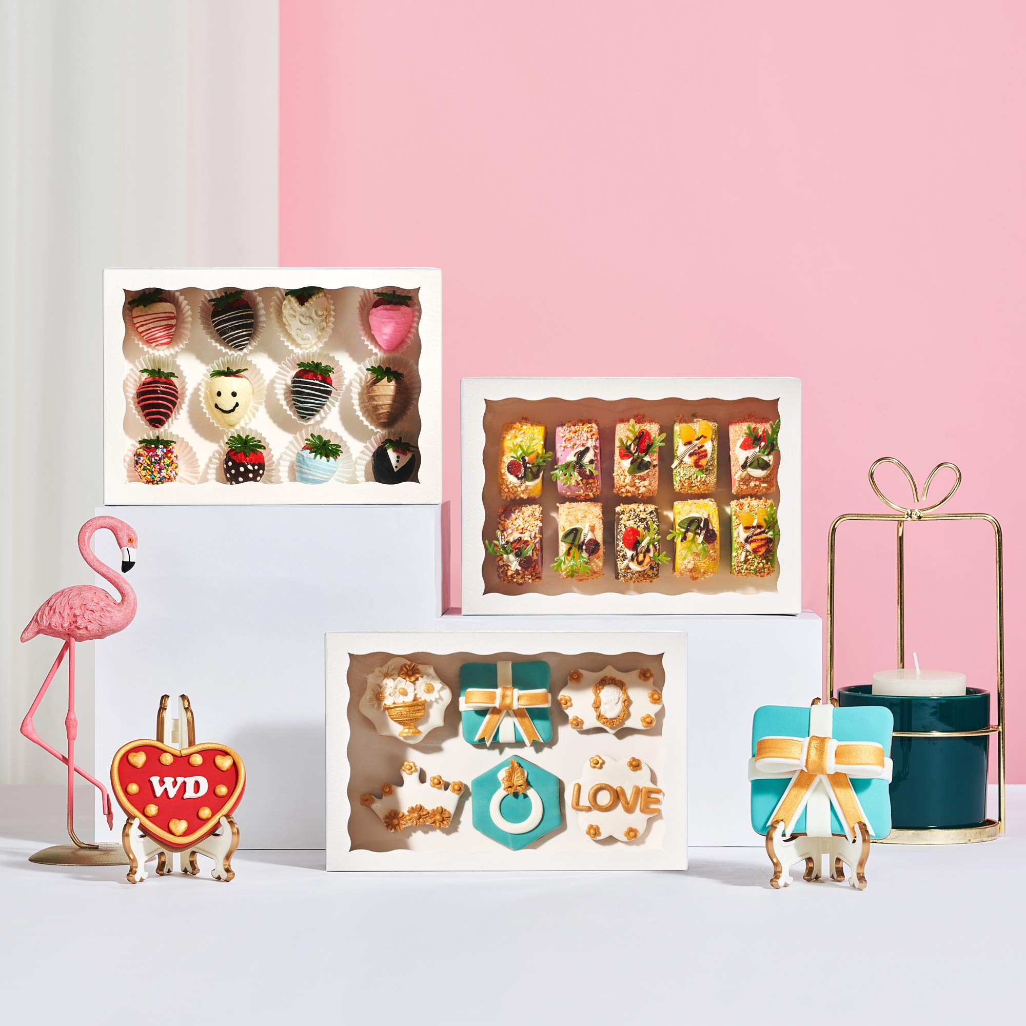 Elegant White Bakery Boxes with Window - 25PCS for Cookies & Strawberries | Perfect for Gifts & Display