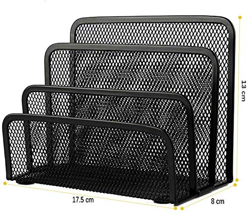Metal Mesh Desk Mail Organizer - 2 Pack Black Small File Letter Holder for Home & Office - Perfect for Bills, Letters, and Office Supplies Storage