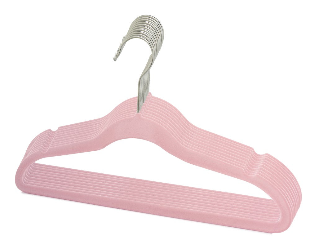 Petite Slim Pink Shirt & Pant Hangers - Space Saving Closet Organizer for Small Clothes & Delicate Fabrics - Perfect for Travel, Dorm Rooms & Tiny Closets