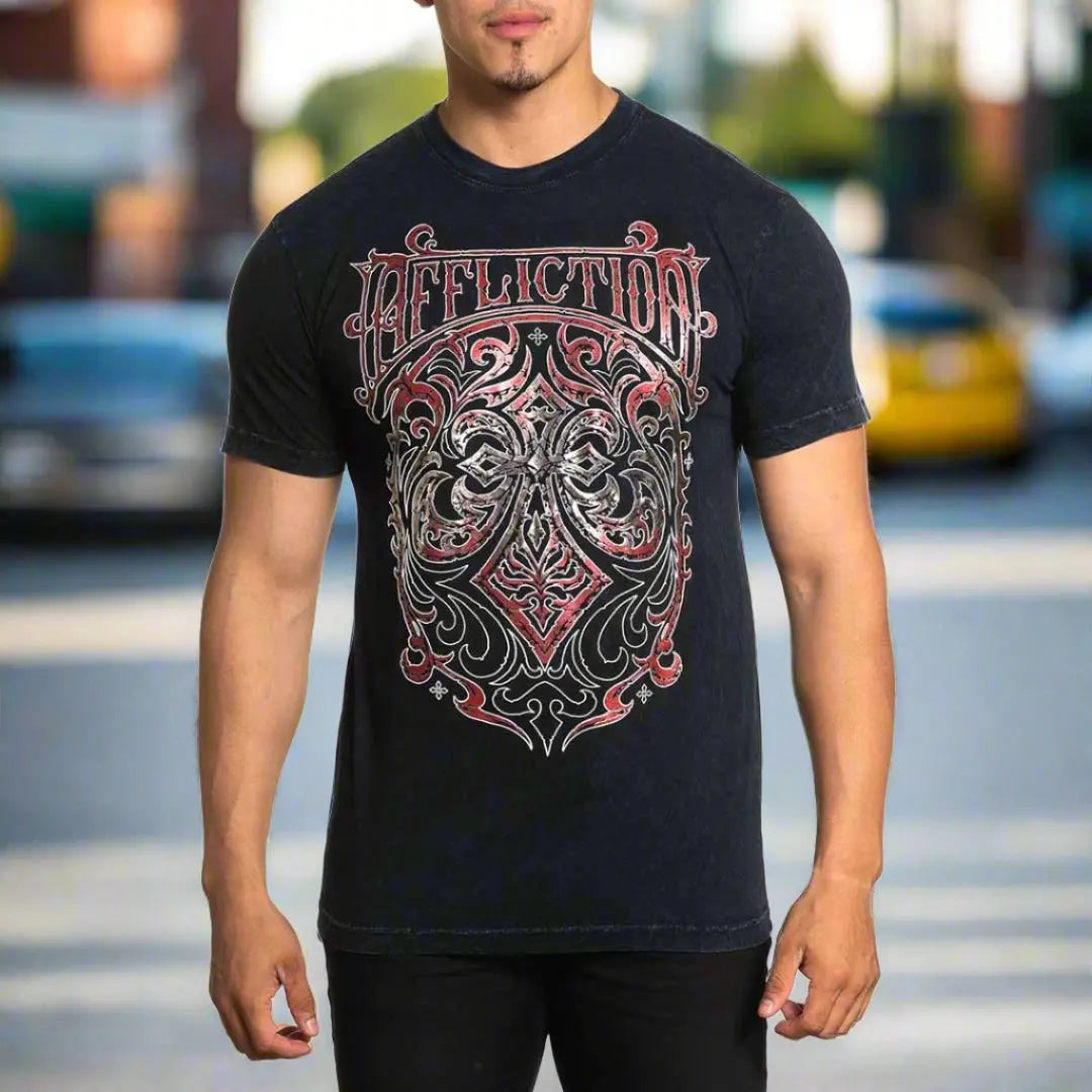 Affliction Men's Marblesmith Graphic T-Shirt - Soft Cotton Short Sleeve Tee for Casual Wear, Street Style & Rock Concerts