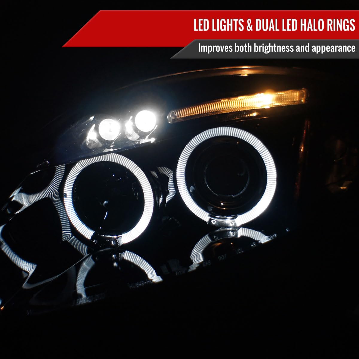 Mitsubishi Eclipse 2006-2012 LED Projector Headlights - Glossy Piano Black with Tinted Lens | High-Performance Lighting for Night Driving & Custom Car Upgrades