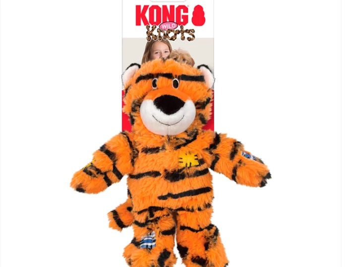 Wild Knots Tiger Plush Dog Toy - Durable Chew-Proof Stuffed Animal for Aggressive Chewers, Interactive Play & Training - Perfect for Large & Small Dogs, Indoor & Outdoor Fun