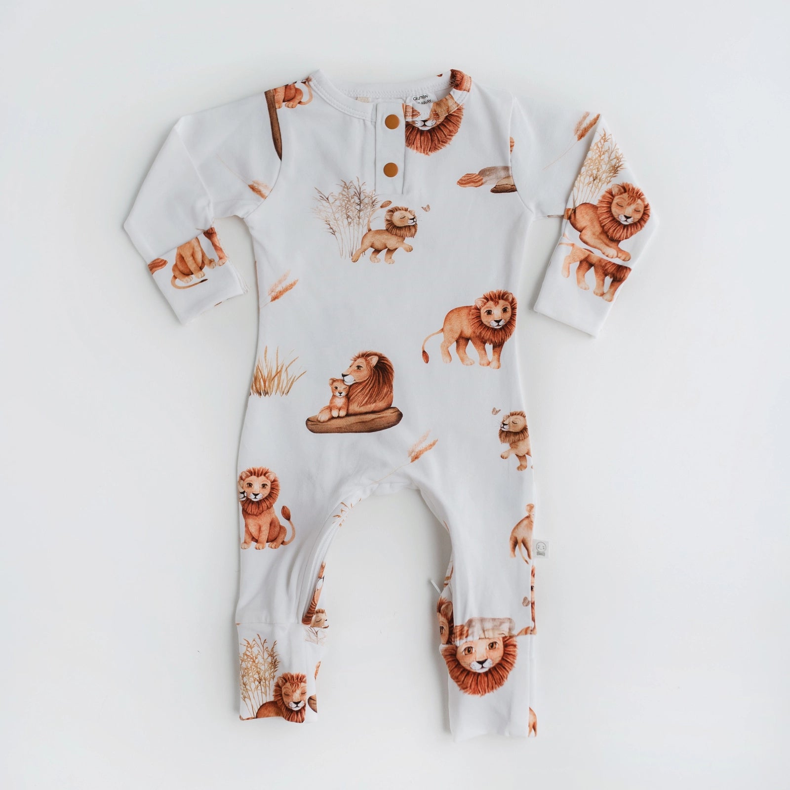 Organic Baby Grow Suit - Snuggle Hunny Lion Print - Soft & Comfortable for Newborns & Infants - Perfect for Playtime, Naptime & Photo Shoots