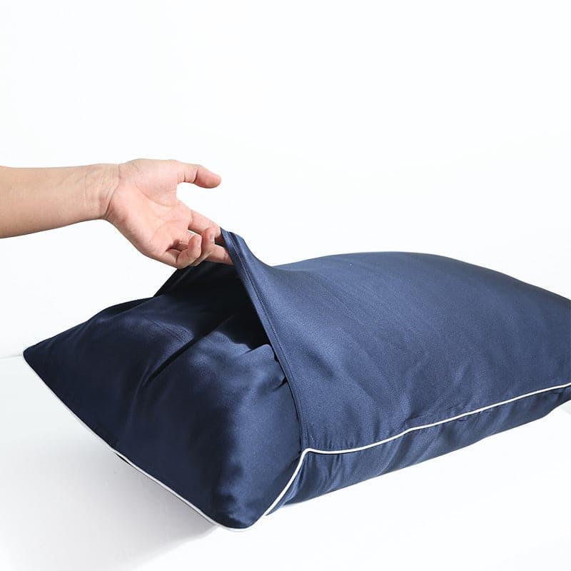 19 Momme 100% Pure Silk Pillowcase with Piping - Luxury Hypoallergenic & Breathable for Hair & Skin Care - Perfect for Bedroom, Travel & Gift Giving