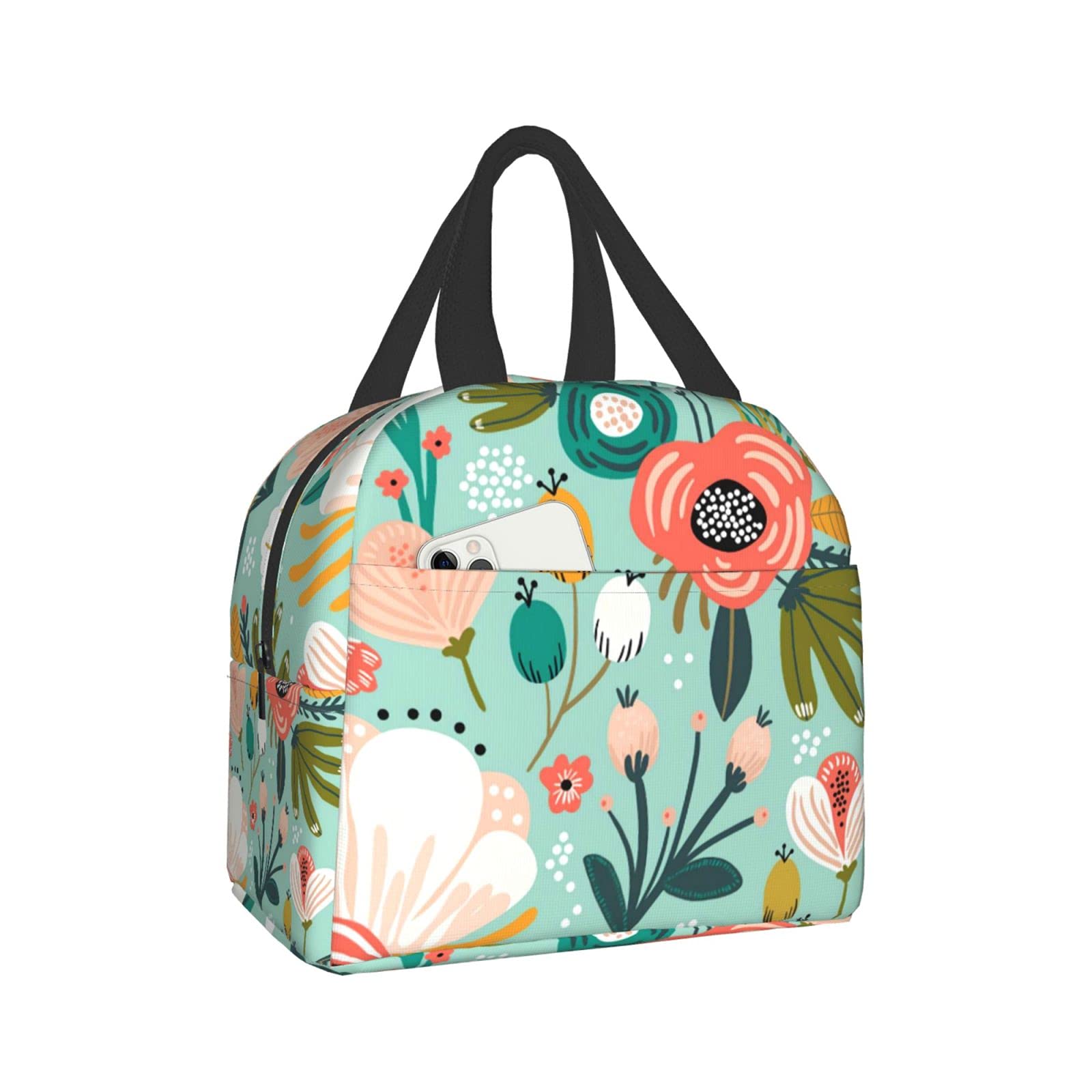 Flower Insulated Lunch Bag - Leakproof Cooler for Work, School & Picnic