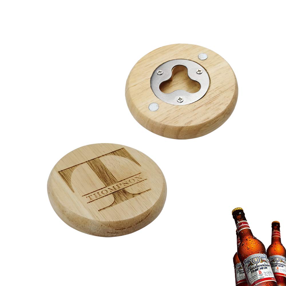 Custom Engraved Wooden Magnetic Bottle Opener - Personalized Beer & Soda Opener for Fridge - Perfect for Home Bars, Parties & Gifts