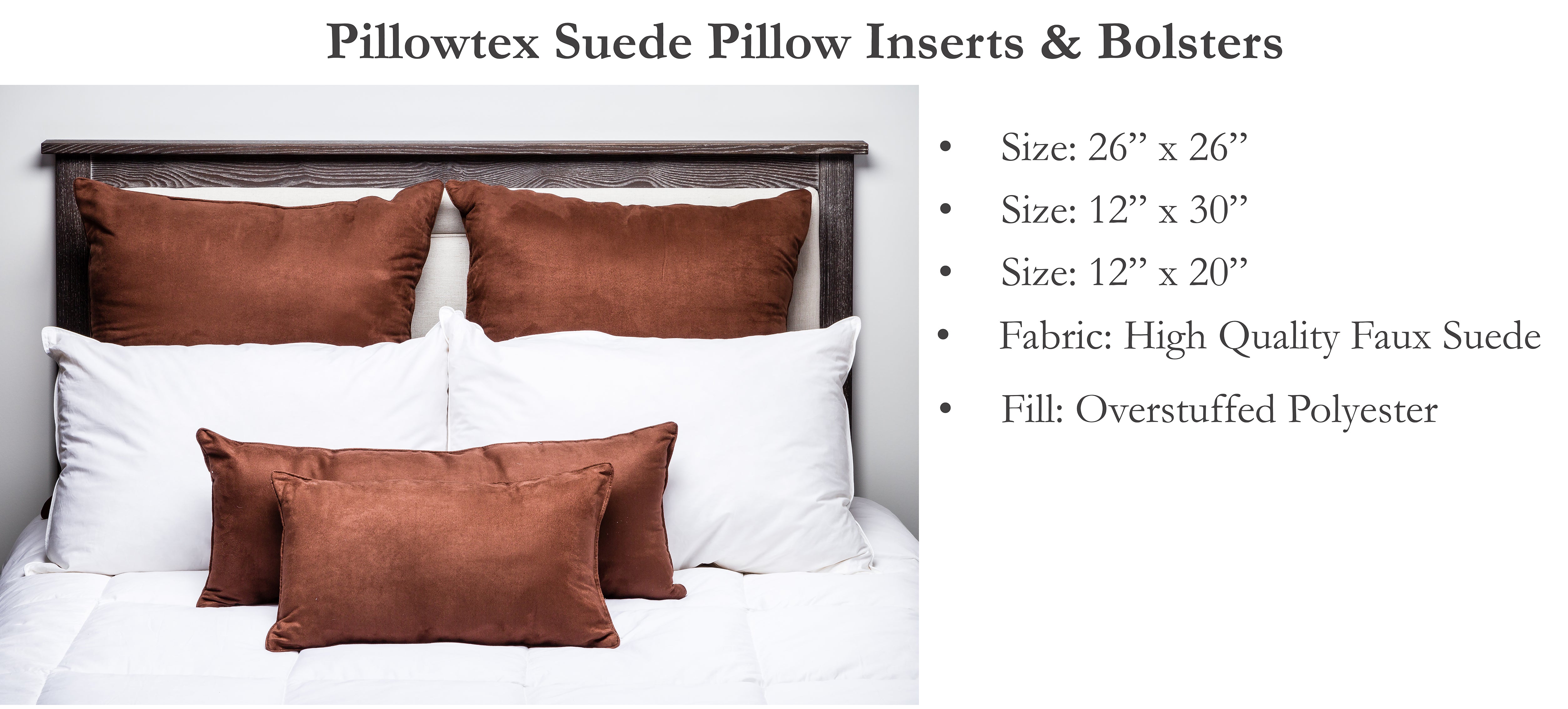 Luxury Faux Suede Decorative Throw Pillows & Bolster Cushions - Soft Velvet Accent Pillows for Sofa, Bed, Couch - Home Decor Living Room & Bedroom Accessories