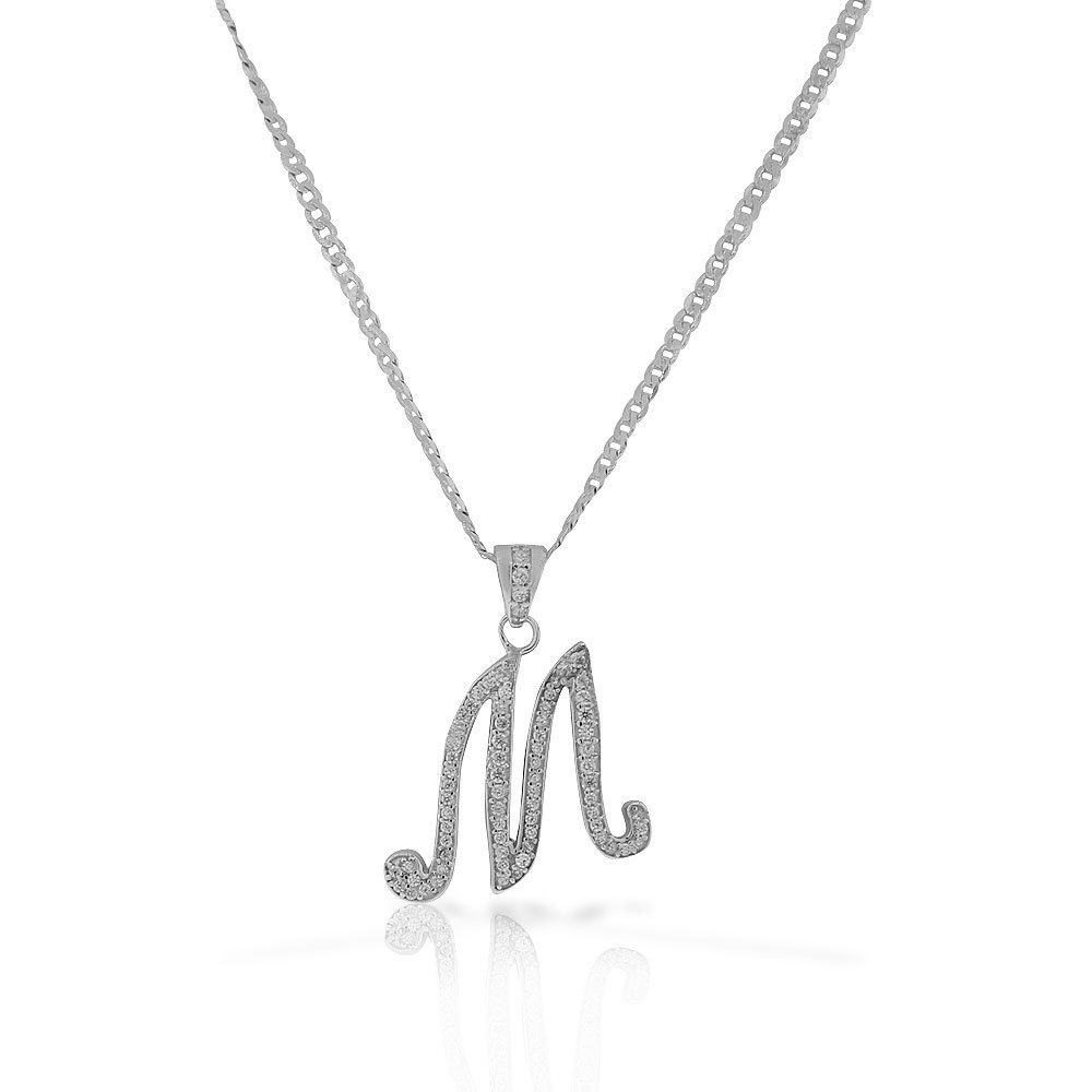 925 Sterling Silver CZ Initial Letter Pendant Necklace for Women - Personalized Name Jewelry Gift for Birthday, Anniversary & Valentine's Day