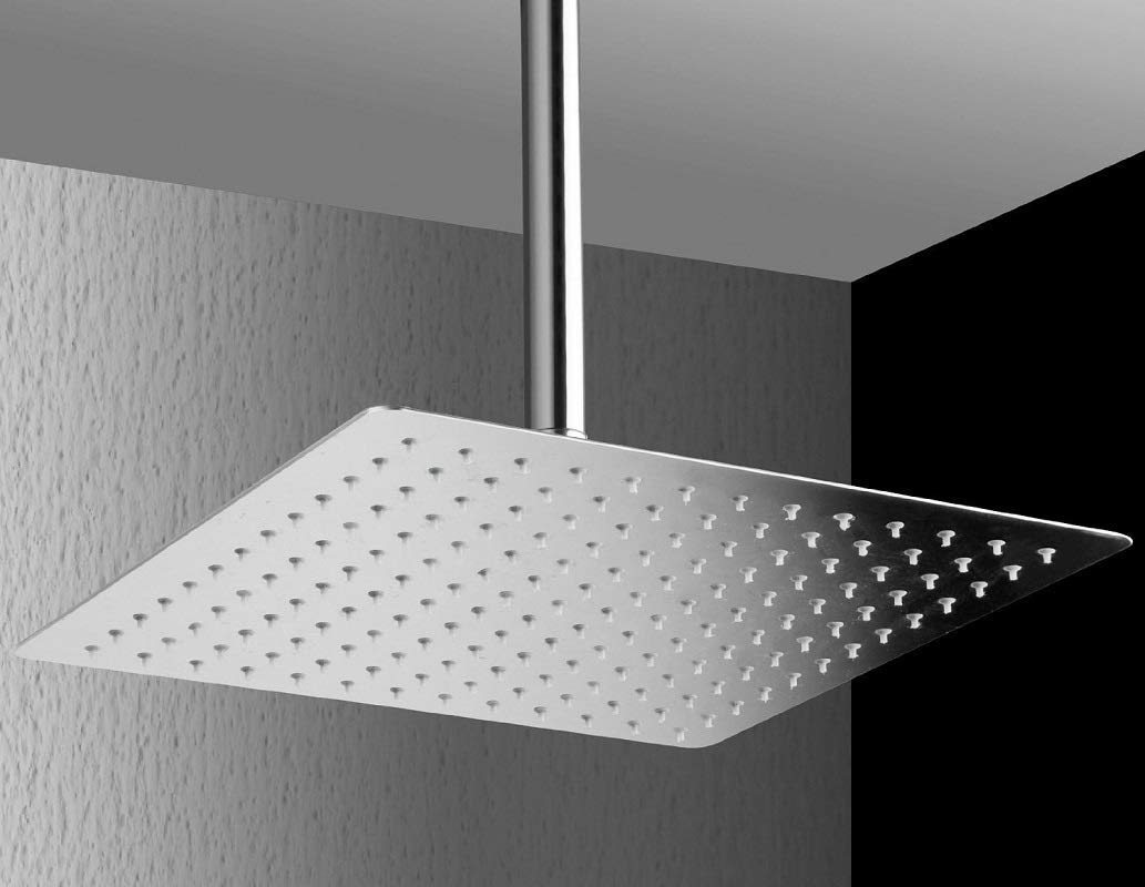 16 Inch Cascada Ceiling Mount Rainfall LED Shower Head with Shower Arm - Polished Chrome Finish for Luxurious Spa-Like Bathroom Experience
