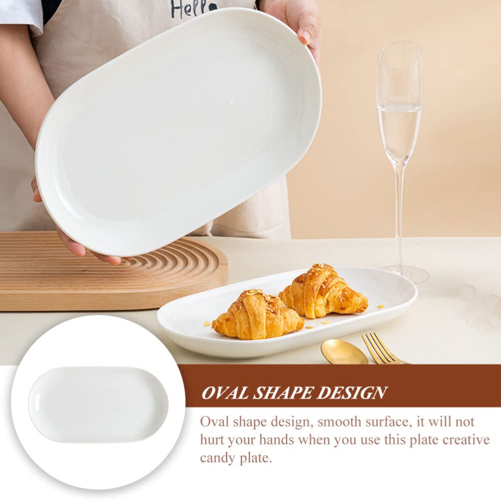 White Round Ceramic Serving Tray - Sushi Plate, Cake Stand, Appetizer Dish, Kitchen Sink Tray, Food Server | Nordic Style Porcelain Platter for Dining, Party, Buffet & Home Decor