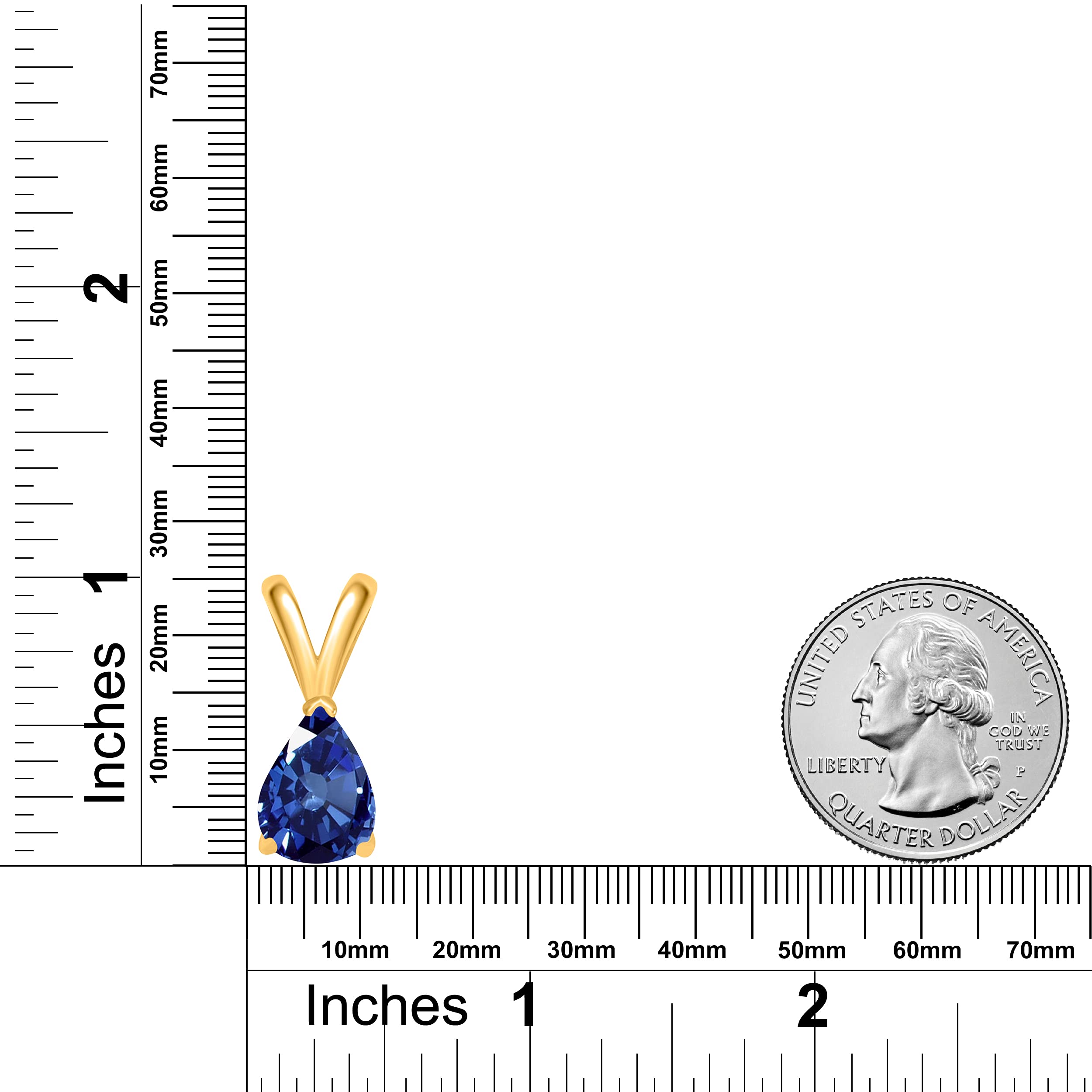 14K Yellow Gold Pear-Shaped Sapphire Pendant Necklace for Women | 0.90 Carat Natural Blue Sapphire Gemstone | 18