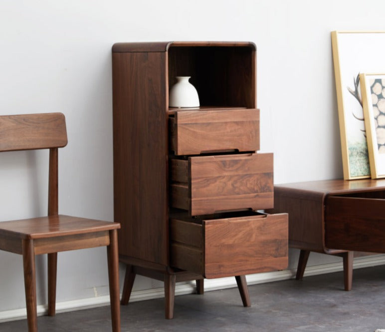 Solid Black Walnut Wood Side Cabinet - Rustic Nightstand, Entryway Storage, or Bathroom Organizer - Handcrafted for Home & Office Decor