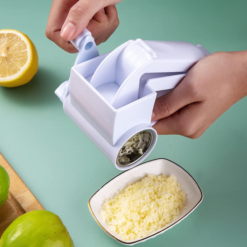 3-in-1 Rotary Cheese Grater - Hand Crank Cheese Shredder for Hard Cheese, Chocolate & Nuts - Olive Garden Style Handheld Grater with Ergonomic Handle - Perfect for Italian Cooking, Baking & Garnishing Dishes
