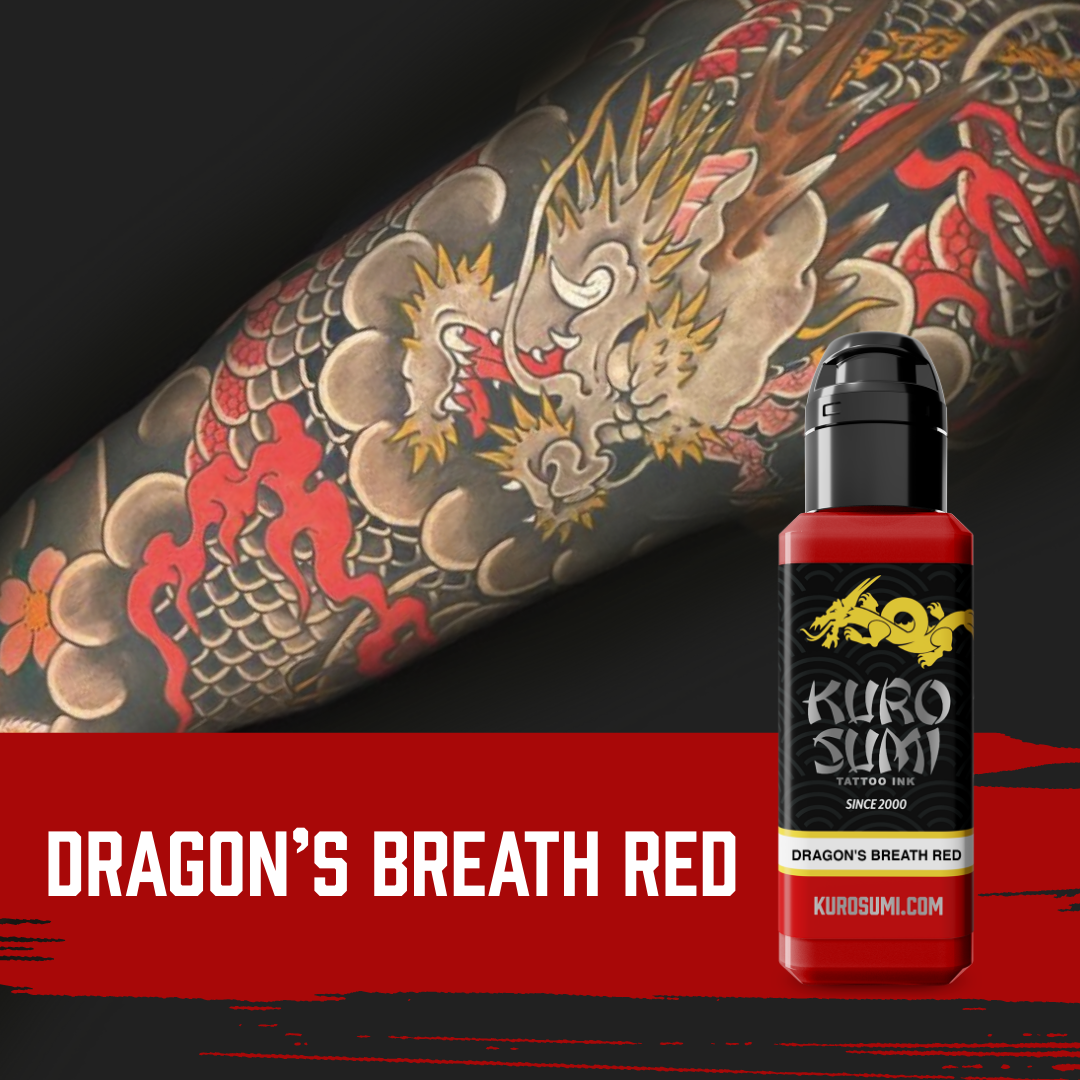 Kuro Sumi Dragon's Breath Red Tattoo Ink - Professional Quality, Vibrant Color, Vegan & Sterile - Perfect for Tattoo Artists & Body Art Enthusiasts