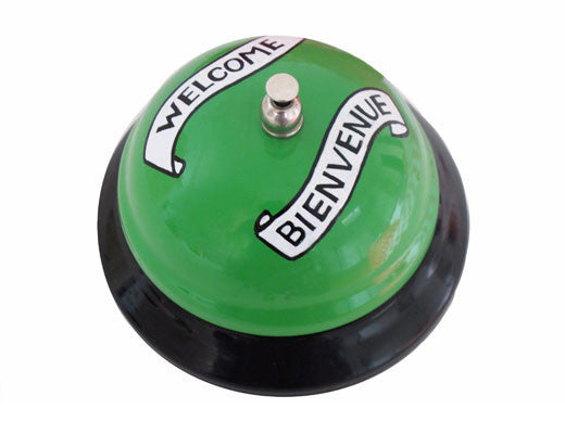 Kikkerland Welcome Desk Bell - Classic Brass Office Call Bell for Reception, Hotels & Restaurants - Perfect for Customer Service & Business Use