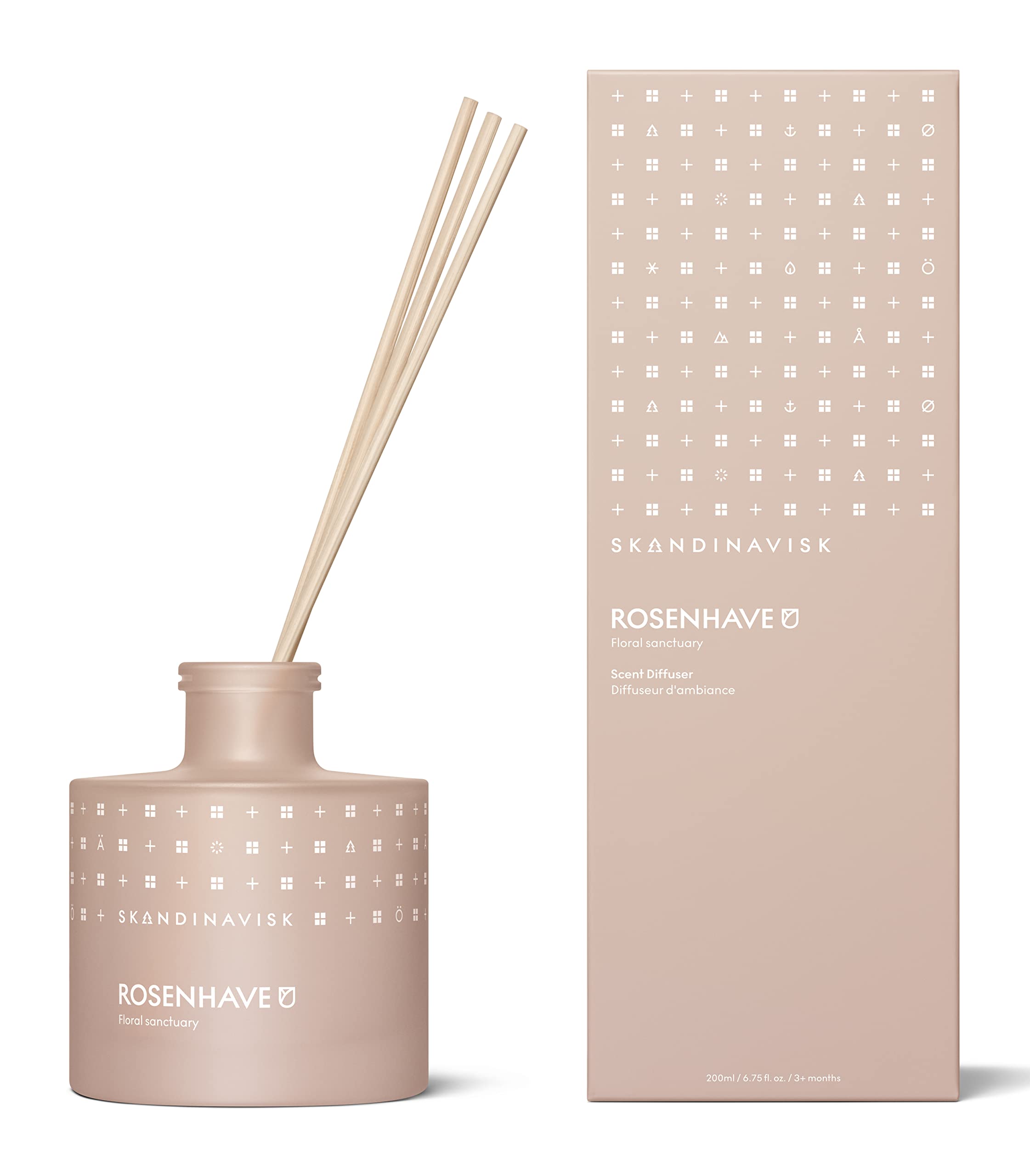 Skandinavisk ROSENHAVE 'Rose Garden' Reed Diffuser - 6.75 fl oz Aromatherapy Home Fragrance with Alba Rose, Elderflower, Geranium & Blackcurrant Buds | Perfect for Living Room, Bedroom & Bathroom Decor