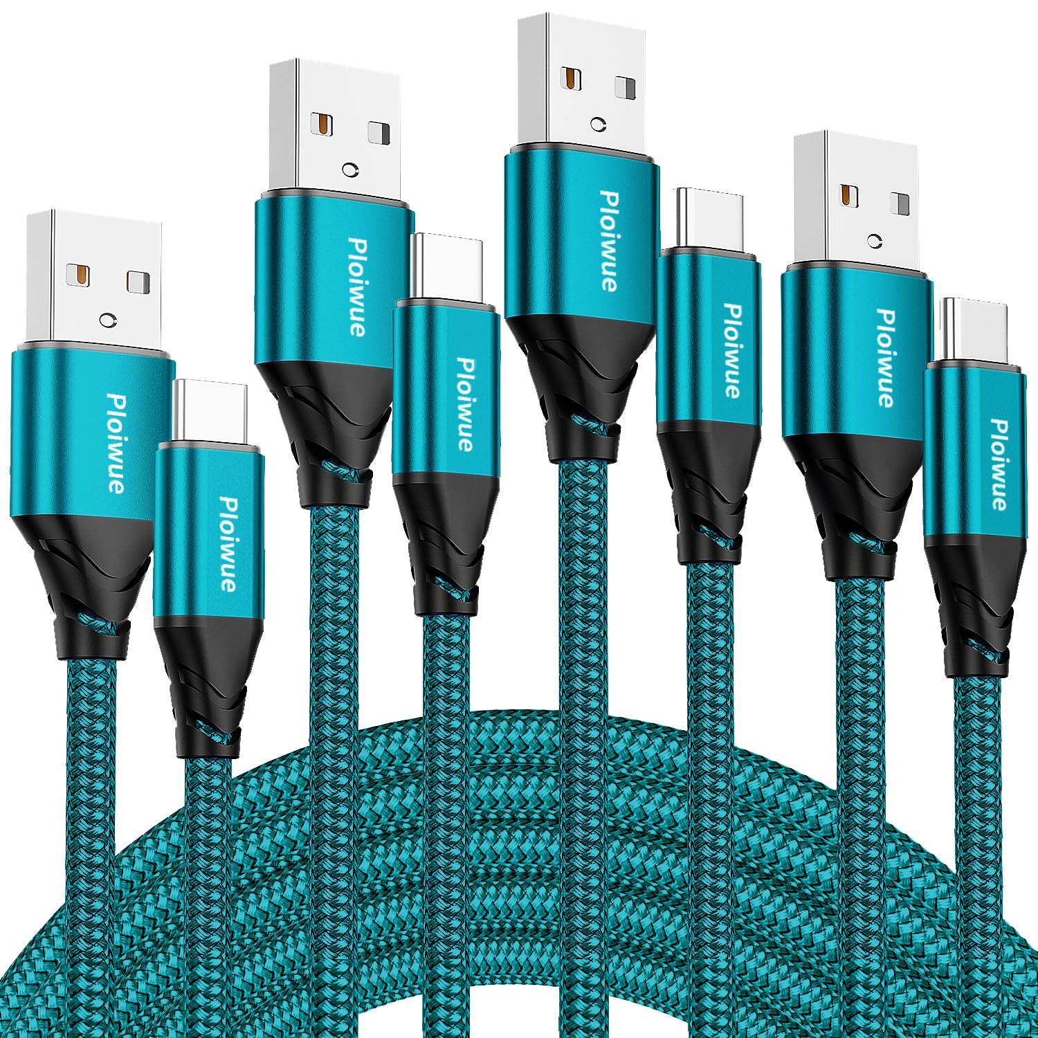 4-Pack USB C Charger Cable Set (1M+1M+2M+2M) - 3A Fast Charging Nylon Braided Type C Cable for iPhone 15/14/13/12 Series, Samsung Galaxy S24/S23/S22, Google Pixel, Huawei P40/P30 - Perfect for Home, Office & Travel Charging