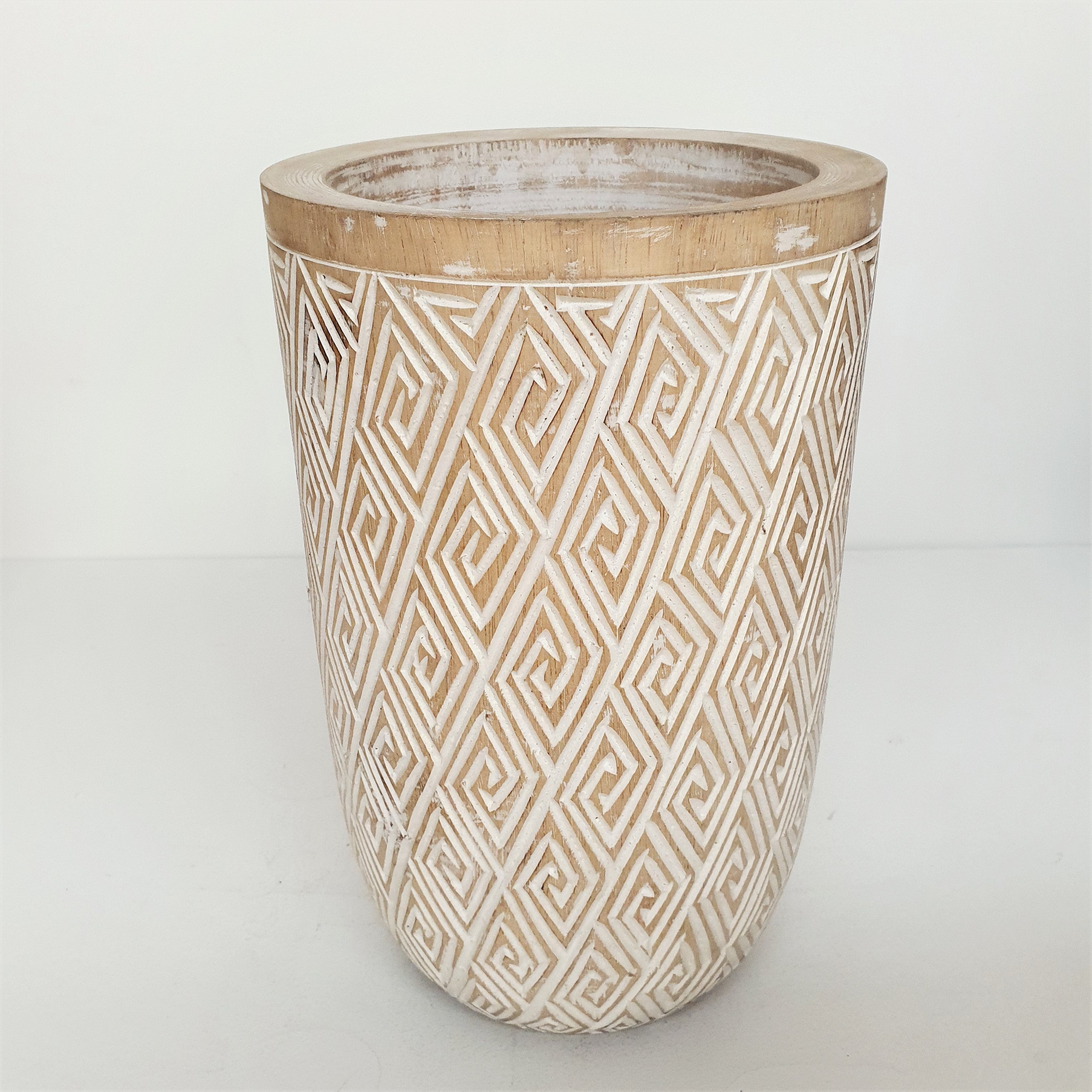 Handmade Wooden Timor Vase - Natural Decorative Flower Vase for Home Decor, Wedding Centerpiece & Boho Style Interior Design