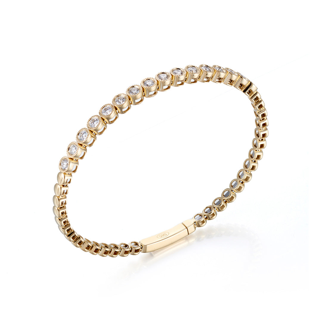 Elegant Flexible Gold & Diamond Bangle Bracelet for Women - 14K Gold Plated Adjustable Bangle - Perfect for Weddings, Parties & Special Occasions