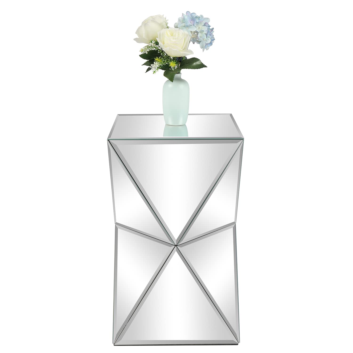 Modern Nightstand with Mirrored Top - Xiaoshayak Bedside Cabinet, Durable FCH Density Board, Stylish Irregular Design for Bedroom, Living Room & Office - Perfect for Small Spaces, Guest Rooms & Apartment Decor