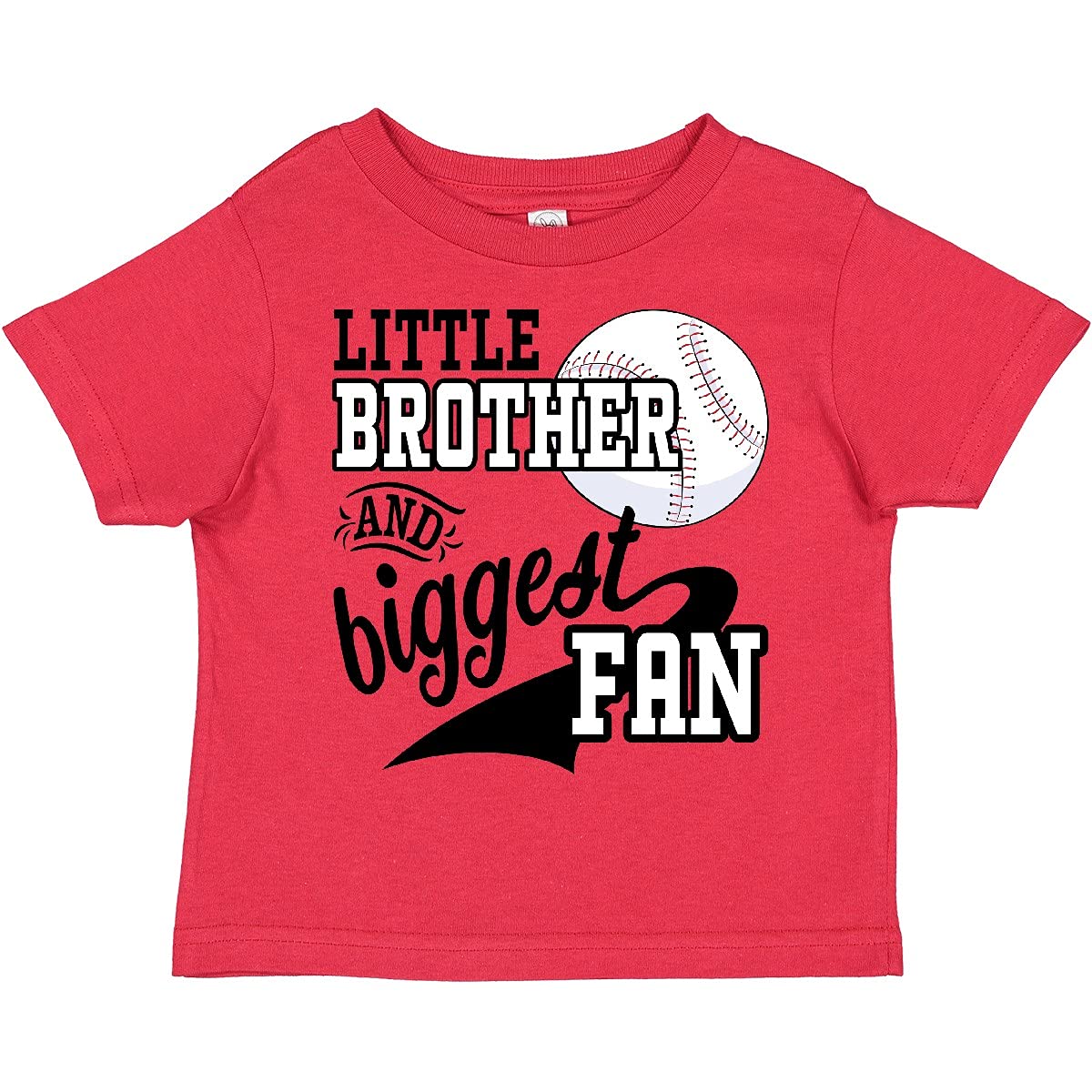Inktastic Little Brother and Biggest Fan - Baseball Family Fan Toddler T-Shirt for Boys | Cute Sibling Matching Outfit | Baseball Game Day Gift for Toddlers