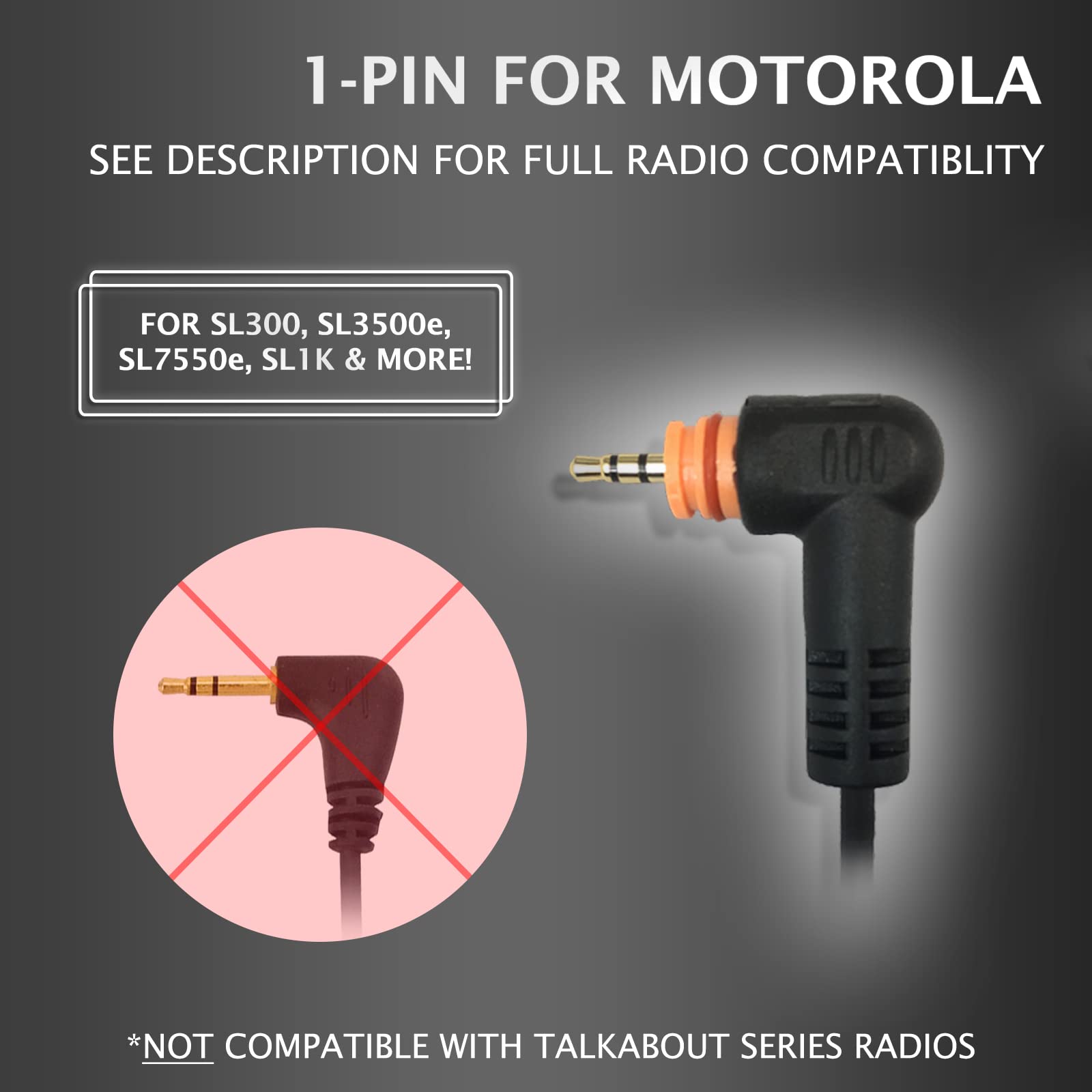 ProMaxPower Two-Way Radio G-Shape Swivel Earpiece Headset - 5 Pack Compatible with Motorola SL7550e SL300 SL4000 SL1K - Hands-Free Communication for Security, Construction & Event Staff