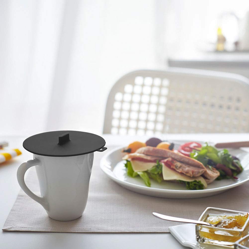 YAMAZAKI Home Tower Cup Cover - Black | Dishwasher Safe Coffee Mug Lid | Perfect for Office, Kitchen & Travel Use