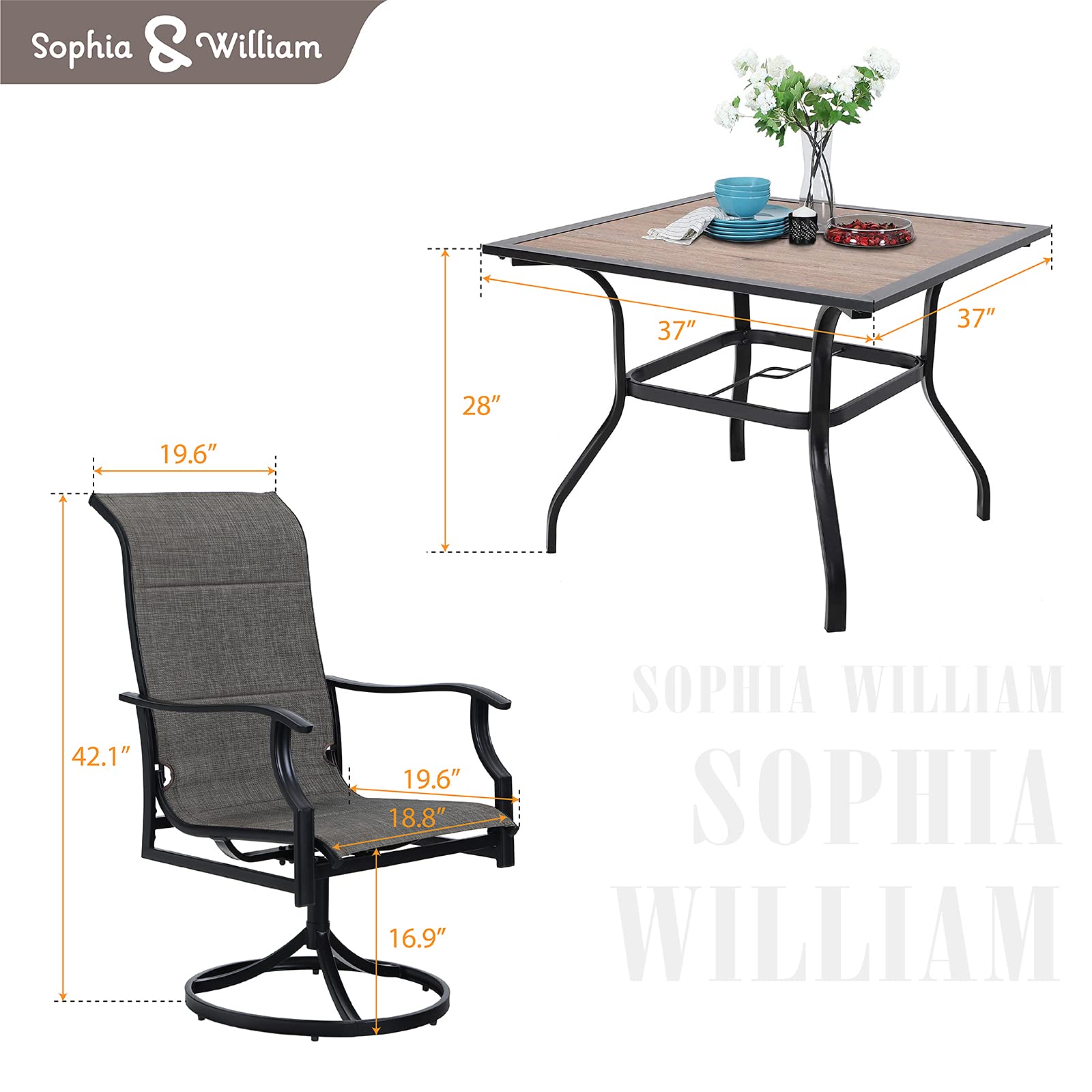 Sophia & William 5-Piece Outdoor Patio Dining Set - 37