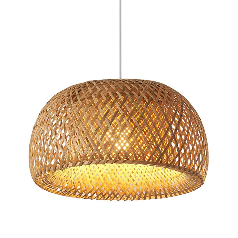 Hand-Woven Bamboo Pendant Light - Chinese Style Rattan Chandelier with E27 Lampshade for Restaurant, Bedroom, Living Room, Hotel & Cafe Decor | Vintage Lantern Lighting for Asian-Inspired Interiors
