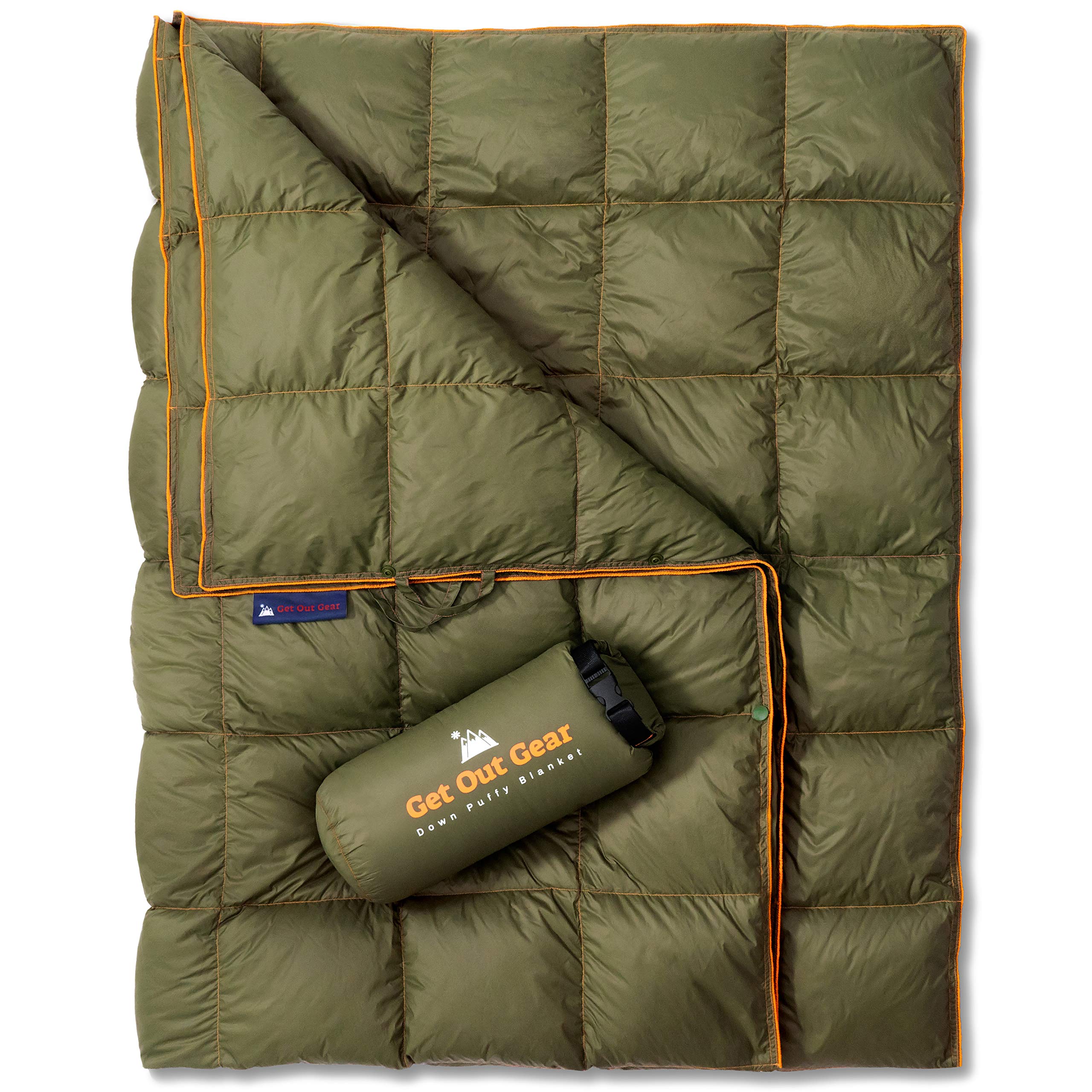 Premium Down Camping Blanket - Olive & Teal Blue Bundle - Ultra Lightweight, Packable & Warm 650 Fill Power Water-Resistant Quilt for Outdoor Adventures, Hiking, Backpacking & Travel - Perfect for Campfires, Picnics & Cozy Nights Under the Stars
