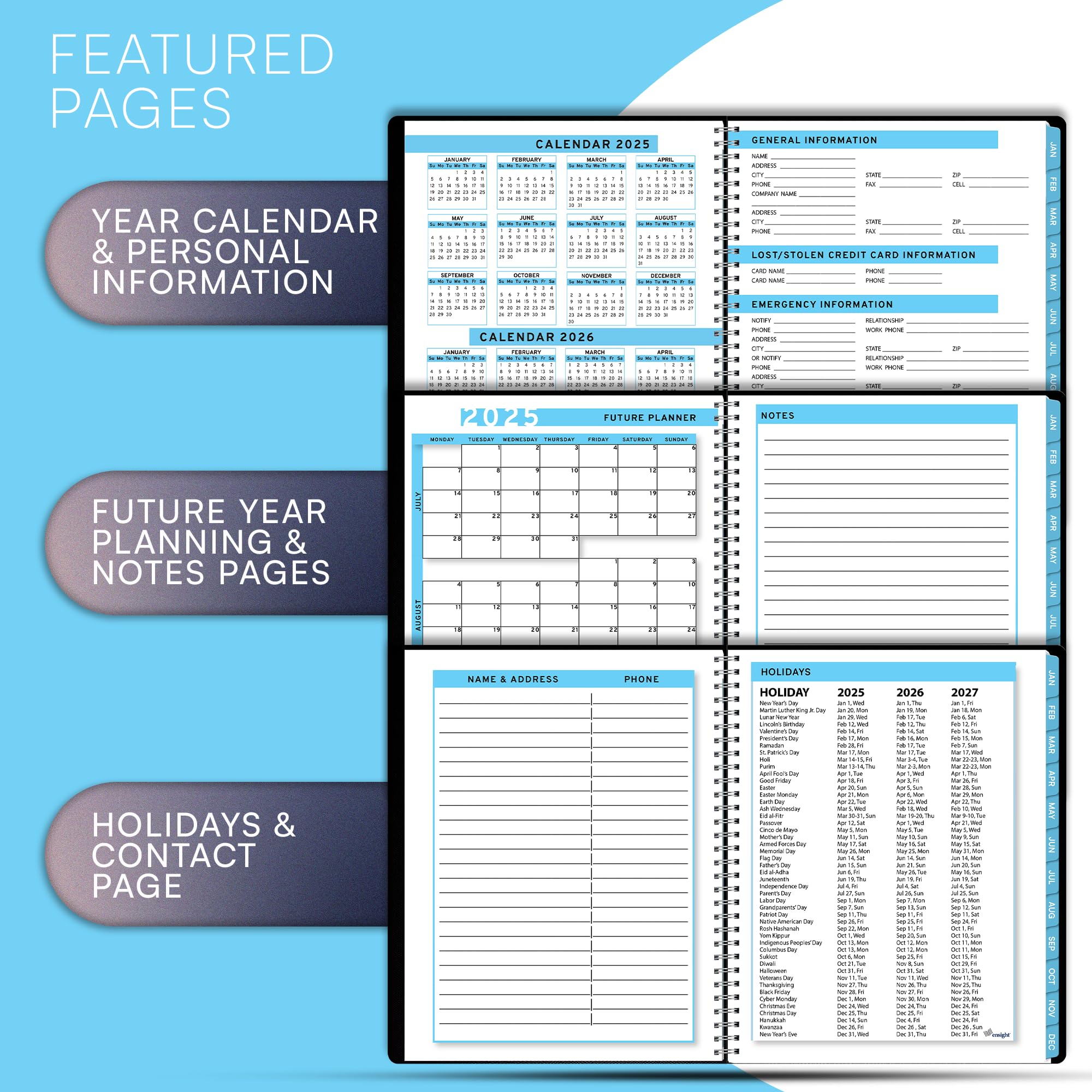 2025 Daily Planner with 30-Minute Time Slots - 6.5 x 8.5 Inch Professional Appointment Book for Business & Personal Use, Weekly/Monthly Calendar Organizer Jan-Dec 2025 (Blue) - Perfect for Office Scheduling, Time Management & Goal Tracking
