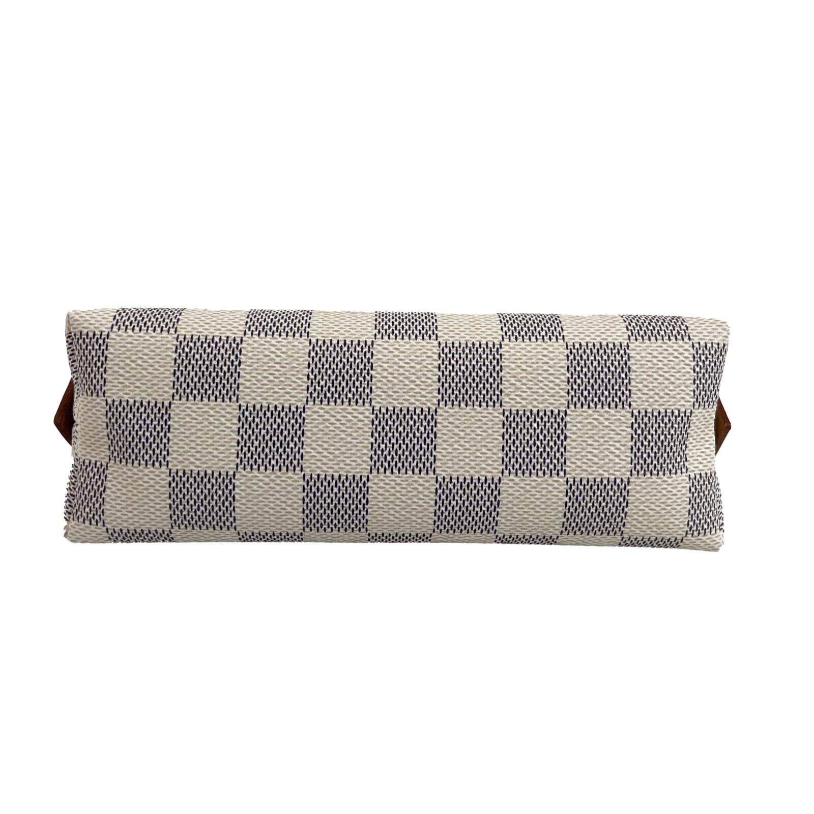 Louis Vuitton Damier Azur Canvas Cosmetic Pouch - White Designer Makeup Bag with Box | Travel Organizer & Luxury Accessory Storage