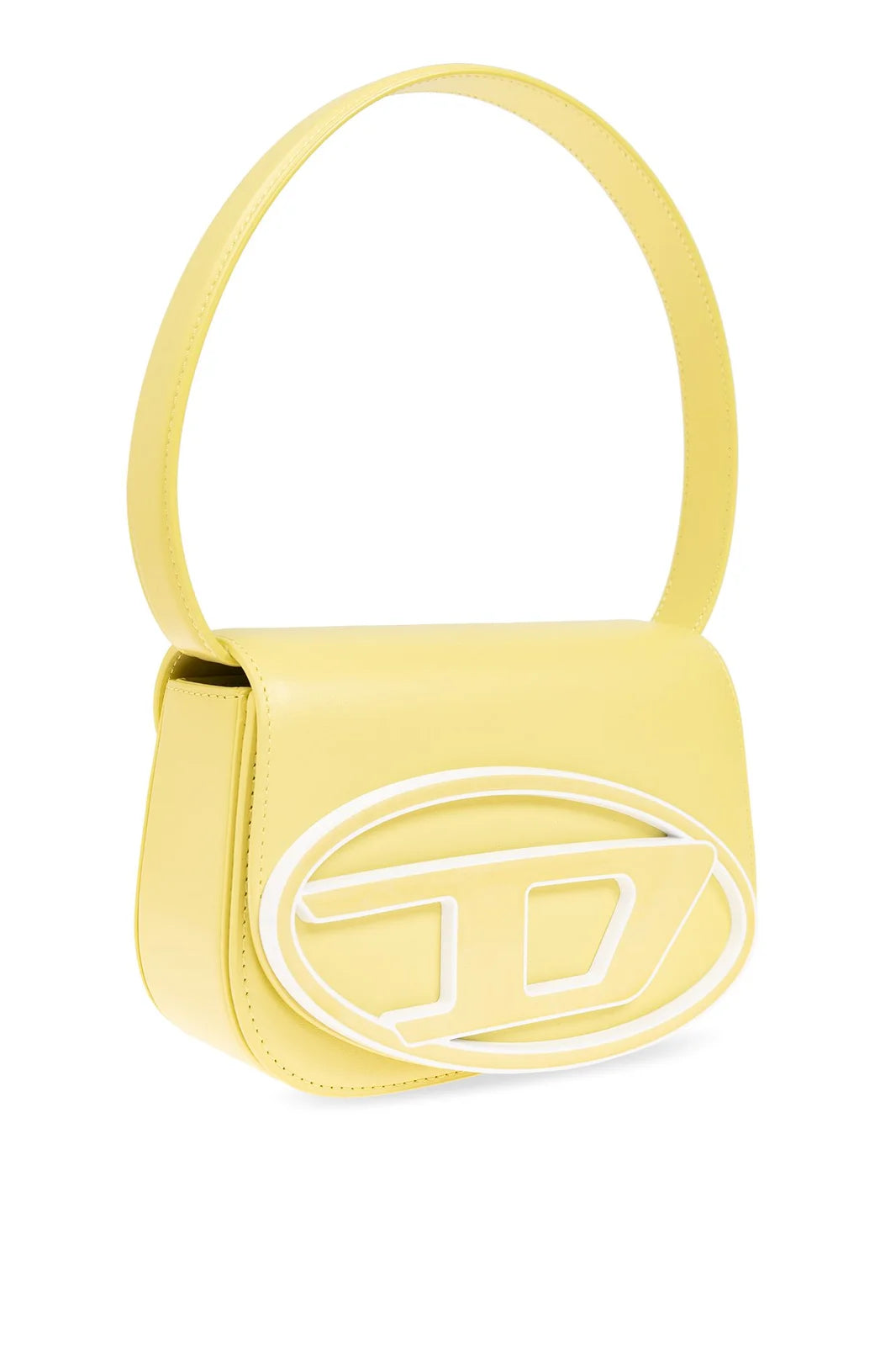 DIESEL 1DR Leather Shoulder Bag for Women - Yellow Crossbody Purse with Plaque Logo - Perfect for Work, Travel & Everyday Use