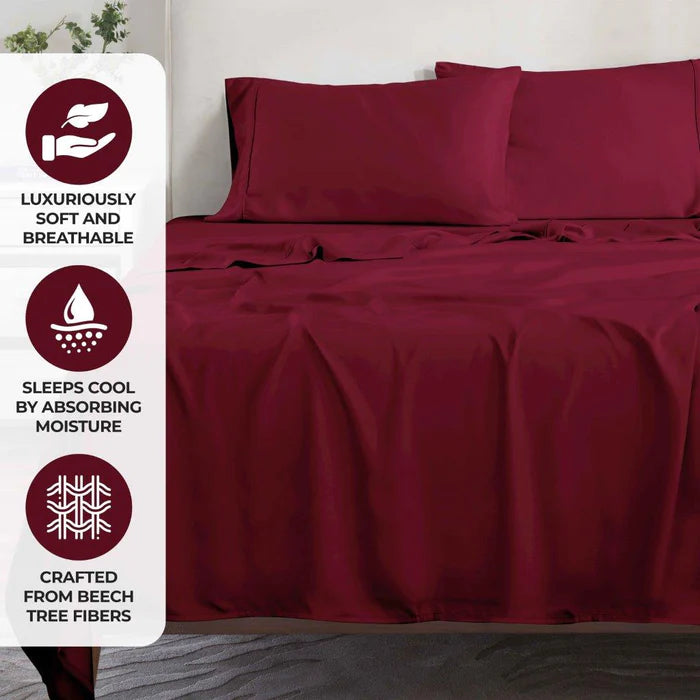 300 Thread Count Modal Beechwood Pillowcase Set - 2 Piece Soft & Breathable Bedding for a Comfortable Night's Sleep - Perfect for Home, Hotel, and Travel Use