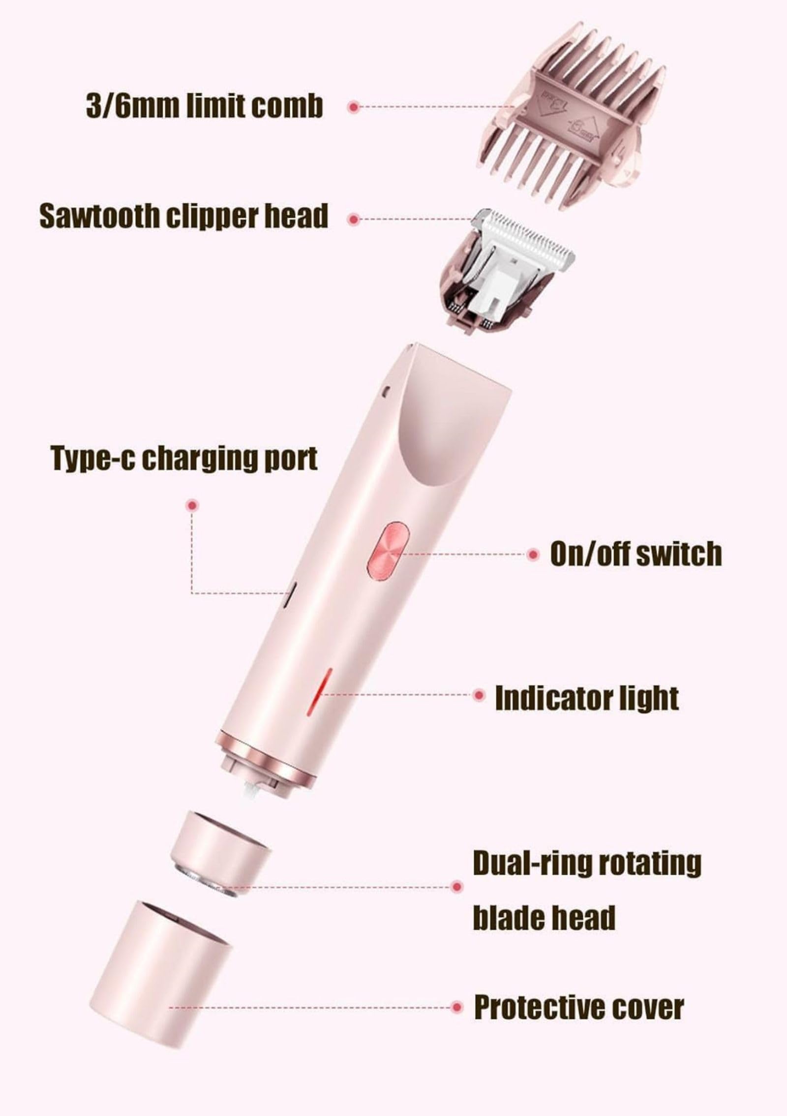 2025 ReShine Women's Electric Shaver & Hair Trimmer - Dual Head Pink Shaver for Smooth Shaving & Precise Trimming - Perfect for Legs, Bikini Line & Underarms at Home or Travel