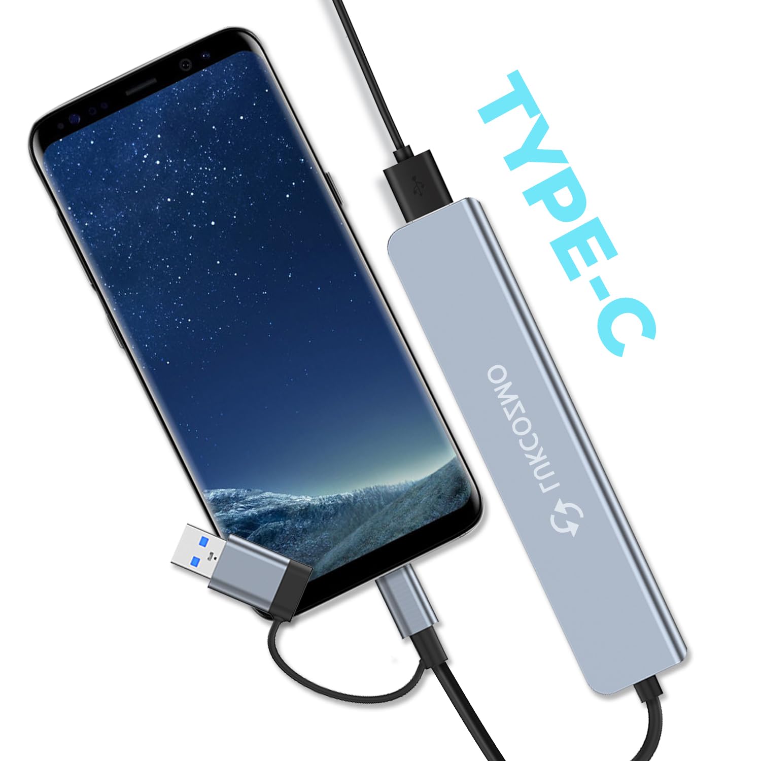 7-in-1 USB C Hub with 4 USB Ports, USB-C Port, TF/SD Card Reader & Audio Output - Compatible with MacBook, iPad Pro, Dell, HP Laptops & Phones - Perfect for Office Work, Travel & Home Use