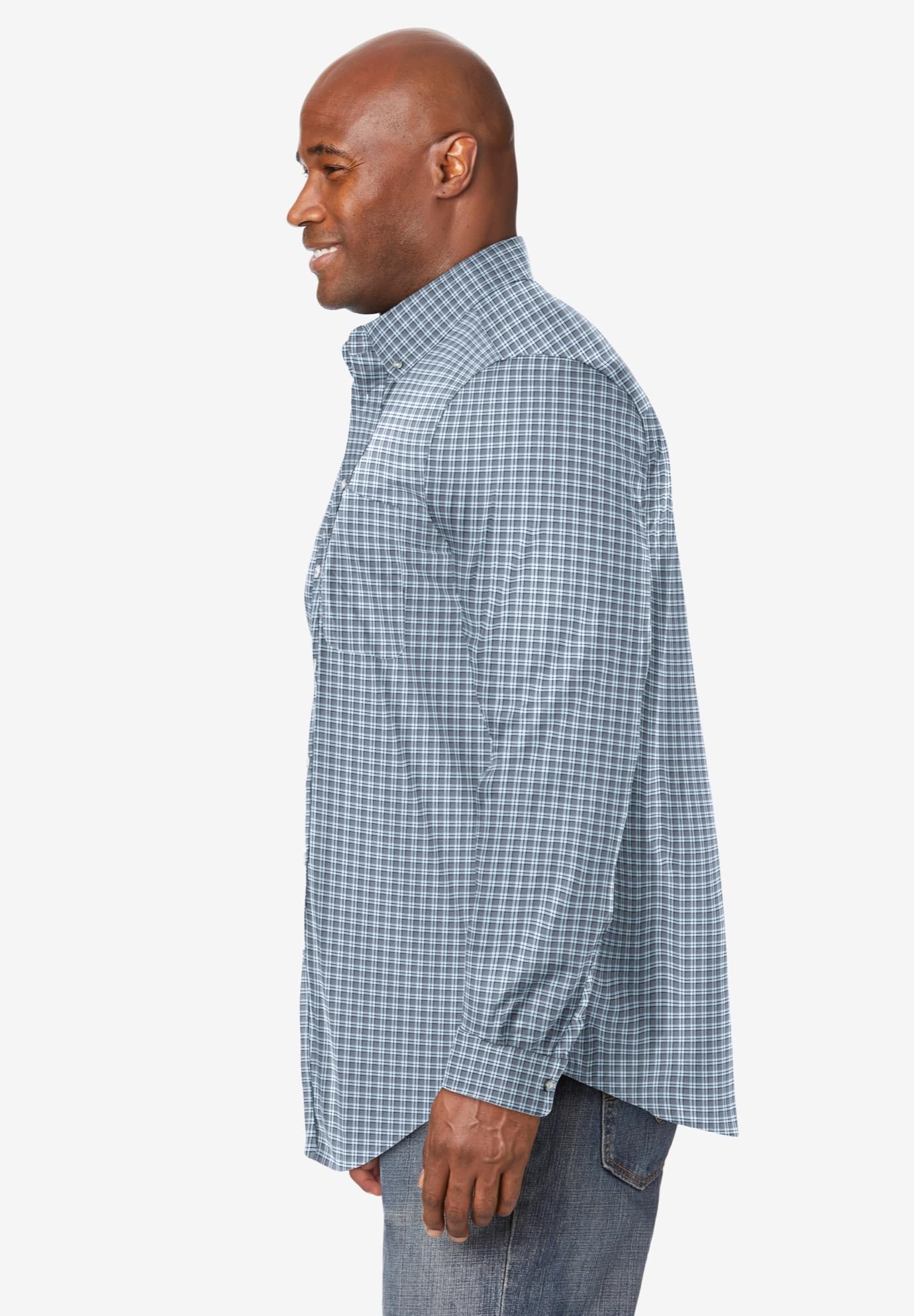 KingSize Men's Big & Tall Long Sleeve Wrinkle-Free Sport Shirt - Comfortable Athletic Wear for Workouts, Golf & Casual Outings