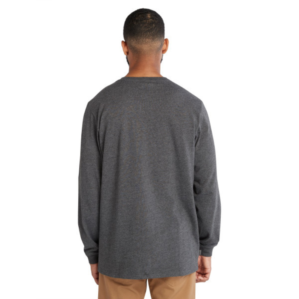 Timberland PRO Men's Core Logo Long Sleeve T-Shirt - Grey Heather - Durable Workwear for Construction & Outdoor Activities