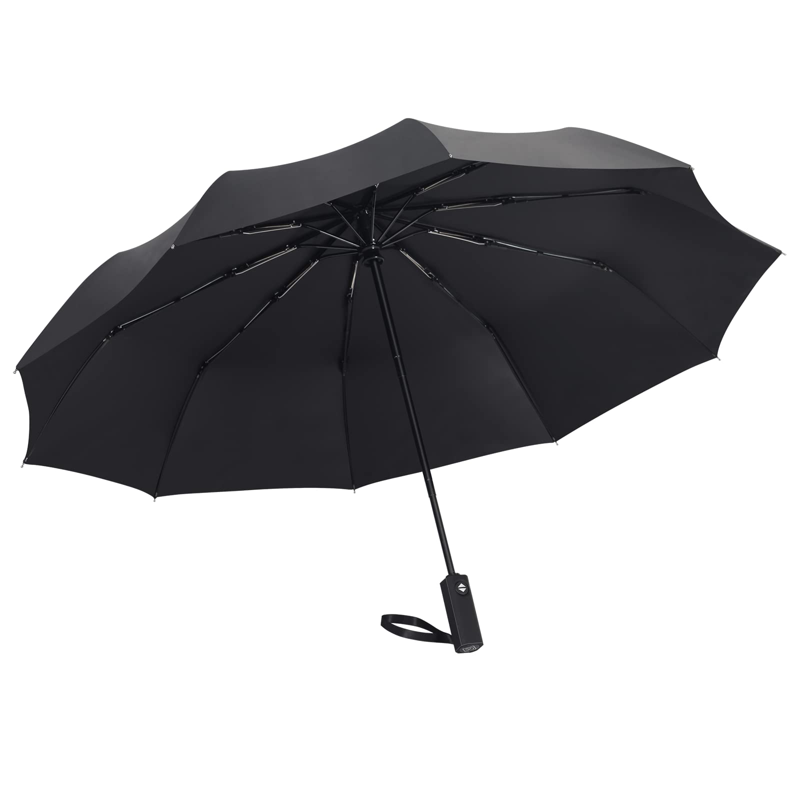 Windproof Travel Umbrella - Auto Open/Close Compact Folding Umbrella for Rain, Sun & UV Protection - Portable Umbrella for Car, Backpack, Men & Women - Perfect for Commuting, Hiking & Outdoor Activities - Black