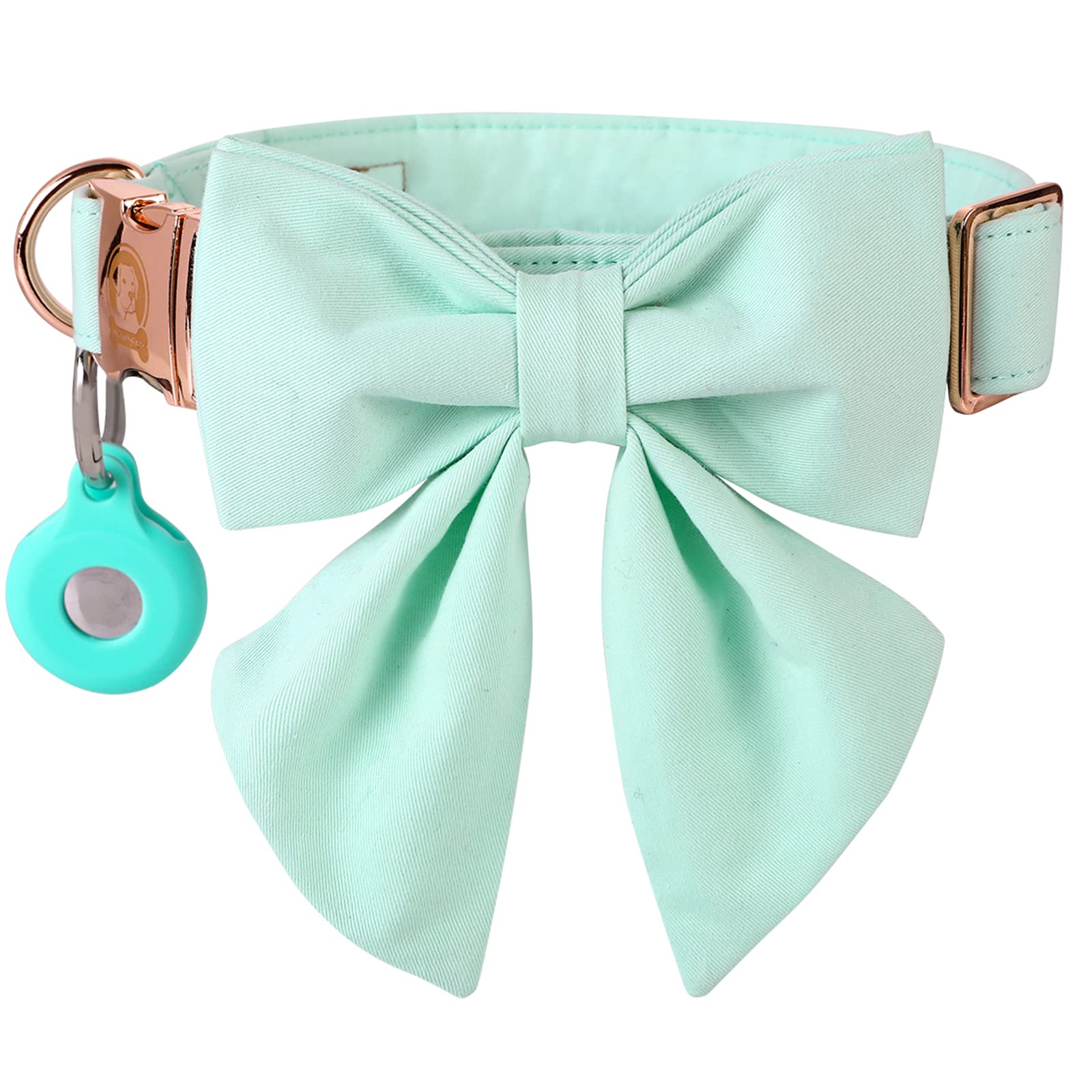 MR. CHUBBYFACE Adjustable Dog Collar with Sailor Bow Tie - Cute Airtag Collar for Small, Medium & Large Dogs - Perfect for Pet Fashion, Special Occasions & Daily Walks