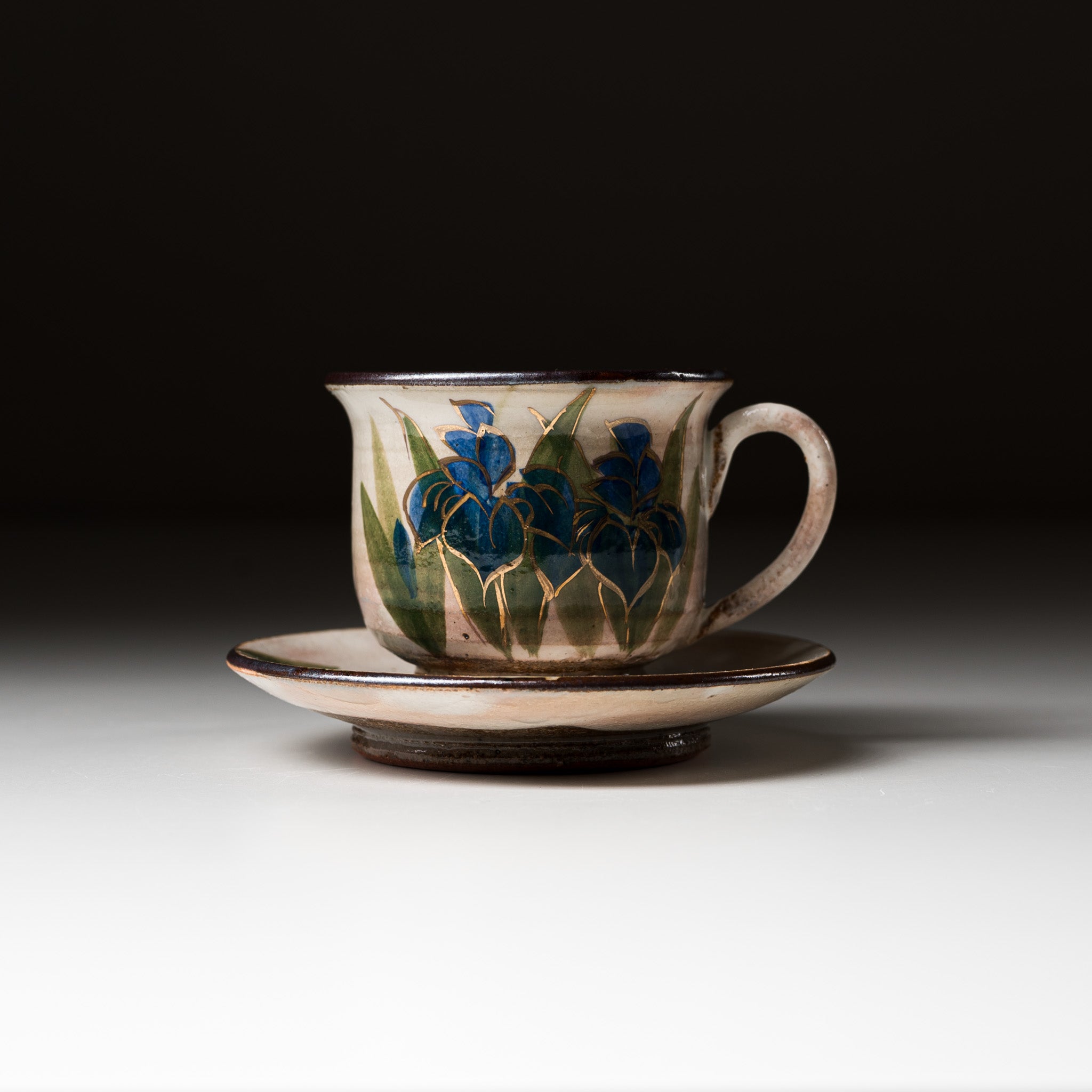 Handmade Kyoto Kiyomizu Ware Mini Espresso Cup Set - Iris Pattern, Authentic Japanese Ceramic Tea Cups for Espresso, Matcha or Coffee | Perfect Gift for Tea Lovers & Home Decor