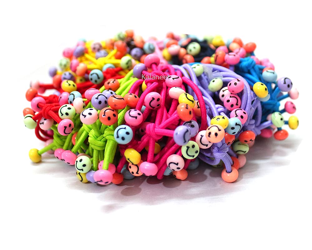 20pcs Colorful Smiley Face Hair Bands for Girls & Women - Soft Elastic Hair Ties for Baby, Kids & Adults - Perfect for School, Parties & Daily Hairstyles