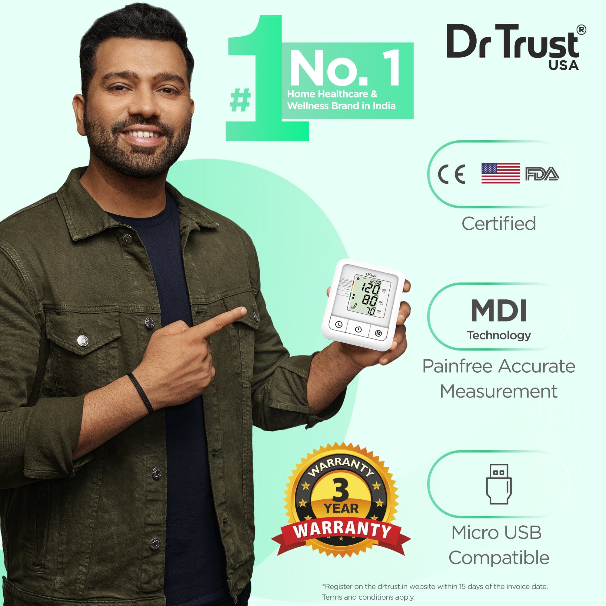 Dr Trust USA Digital Blood Pressure Monitor BP Check 110 W - Accurate & Portable for Home Use, Travel & Health Monitoring