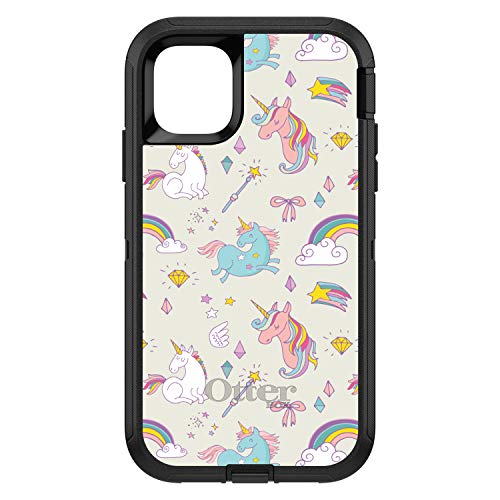 Unicorn Rainbow Wand Pattern - Beige On Black Case