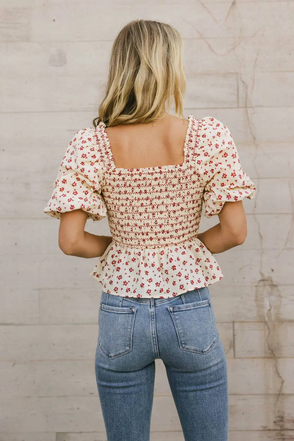 Gretta Smocked Blouse Women's Floral Ruffle Sleeve Top - Elegant Summer Blouse for Casual Wear, Office & Date Night Outfits