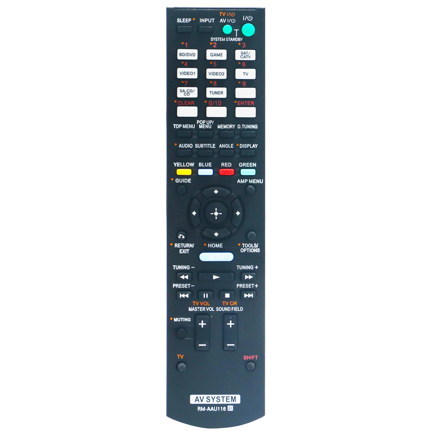 Sony RM-AAU116 Replacement Remote Control for AV System Receivers - Compatible with STR-DH550, STR-DH540B, STR-DH740, STR-DH830, HT-DDW3500 & More - Perfect for Home Theater & Audio System Control