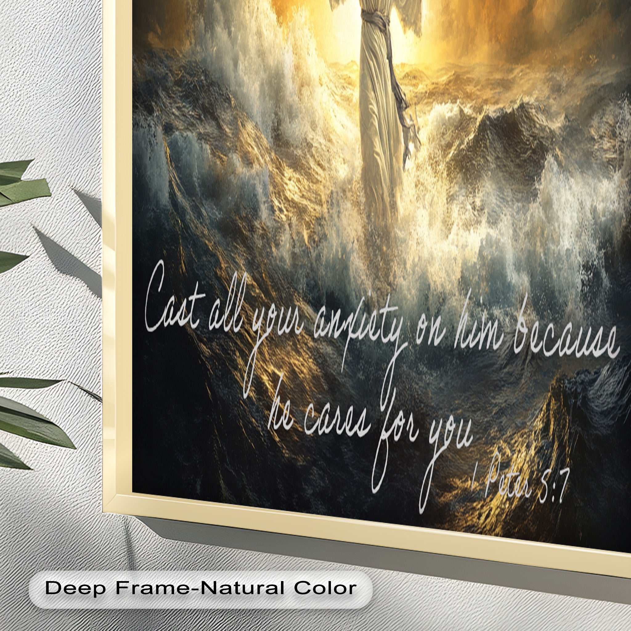 1 Peter 5:7 Trust in God Bible Verse Oil Painting - Christian Wall Art for Home, Church & Office Decor